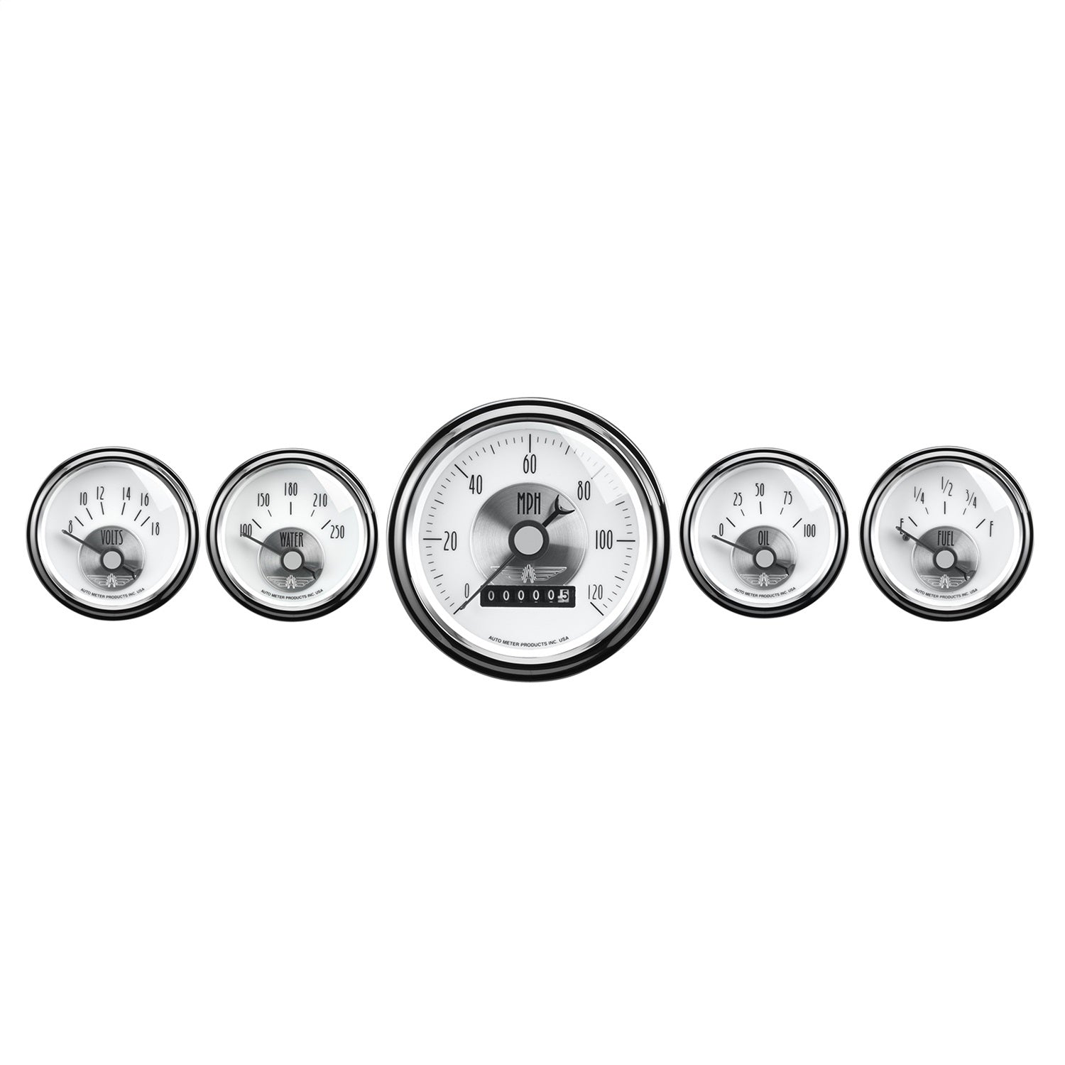 AutoMeter 2007 GAUGE KIT; 5 PC.; 3 3/8in./2 1/16in.; ELEC. SPEEDO W/WHEEL ODO; PRESTIGE PEARL AutoMeter 2007