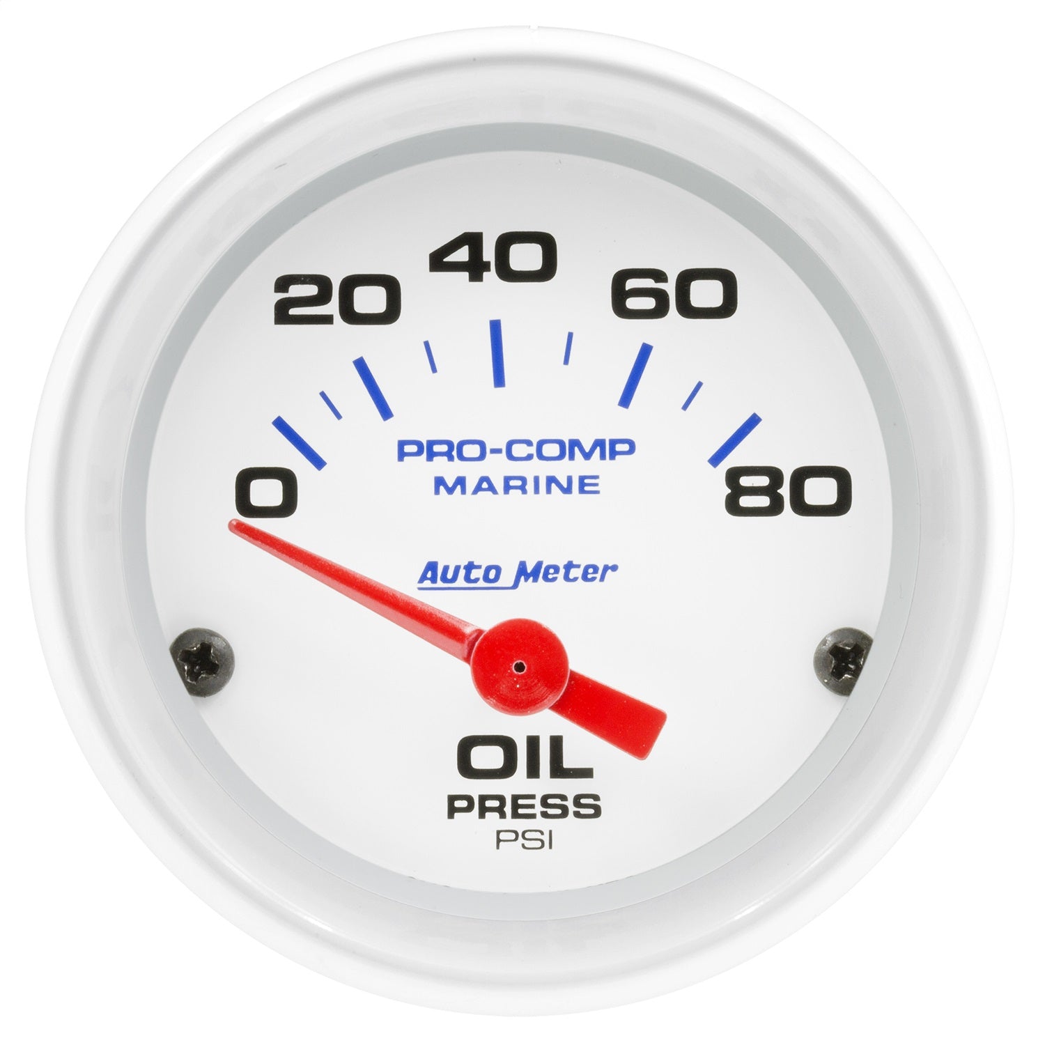 AutoMeter 200744 GAUGE; OIL PRESSURE; 2 1/16in.; 80PSI; ELECTRIC; MARINE WHITE AutoMeter 200744