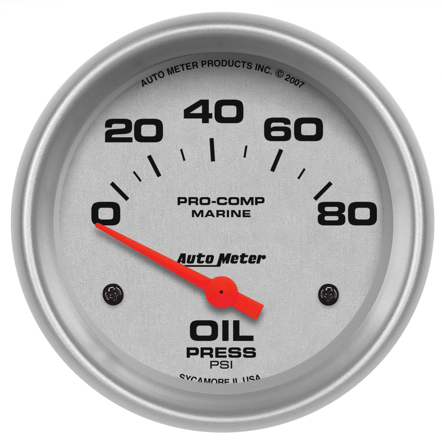 AutoMeter 200747-33 GAUGE; OIL PRESSURE; 2 5/8in.; 80PSI; ELECTRIC; MARINE SILVER AutoMeter 200747-33