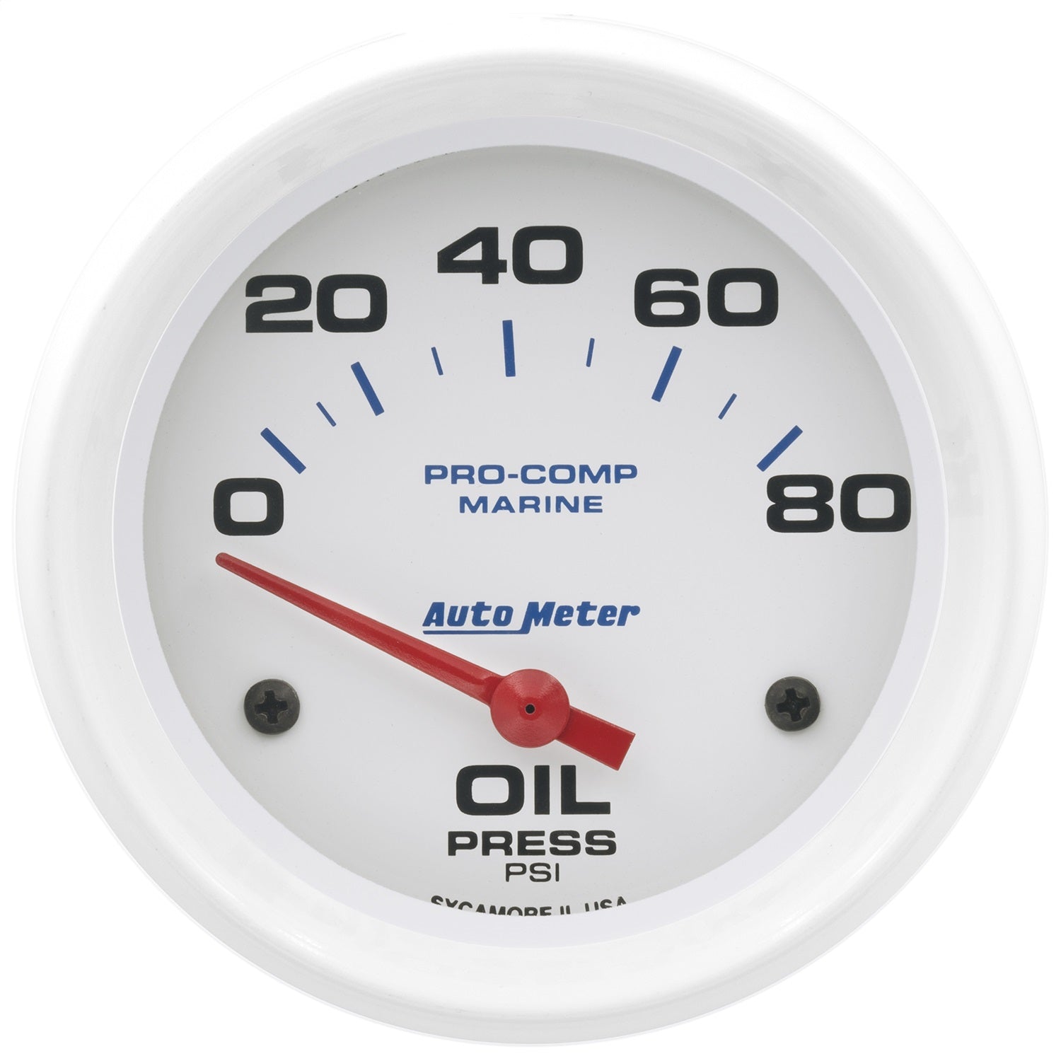 AutoMeter 200747 GAUGE; OIL PRESSURE; 2 5/8in.; 80PSI; ELECTRIC; MARINE WHITE AutoMeter 200747