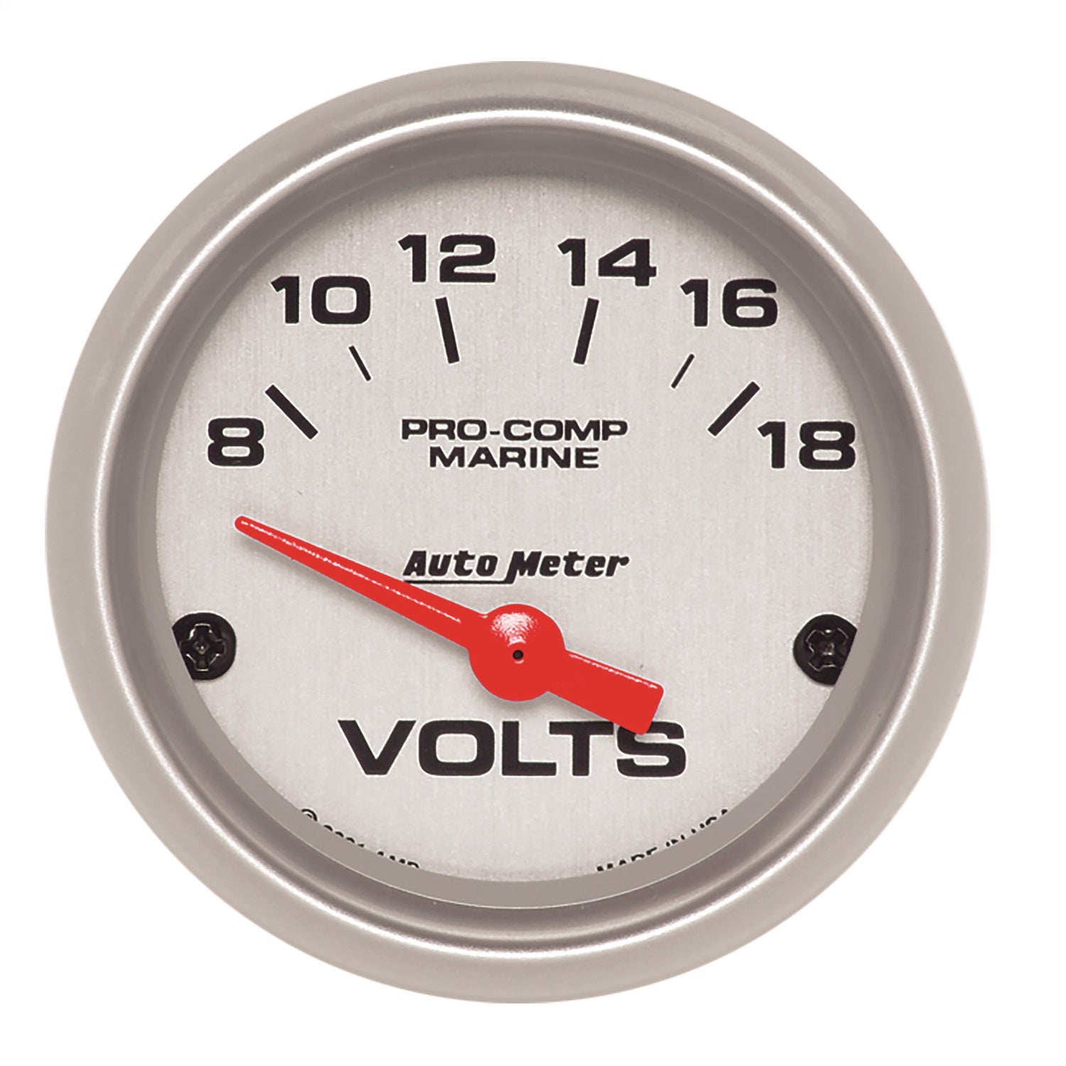 AutoMeter 200756-33 GAUGE; VOLTMETER; 2 1/16in.; 18V; ELECTRIC; MARINE SILVER AutoMeter 200756-33