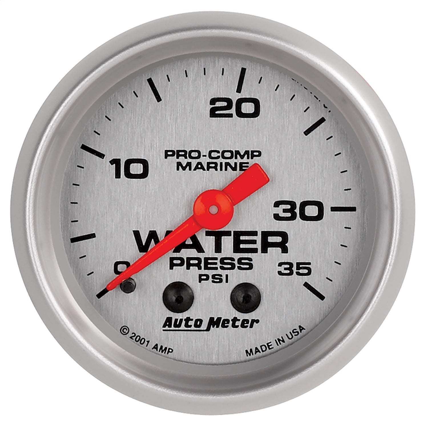 AutoMeter 200772-33 GAUGE; WATER PRESS; 2 1/16in.; 35PSI; MECHANICAL; MARINE SILVER AutoMeter 200772-33