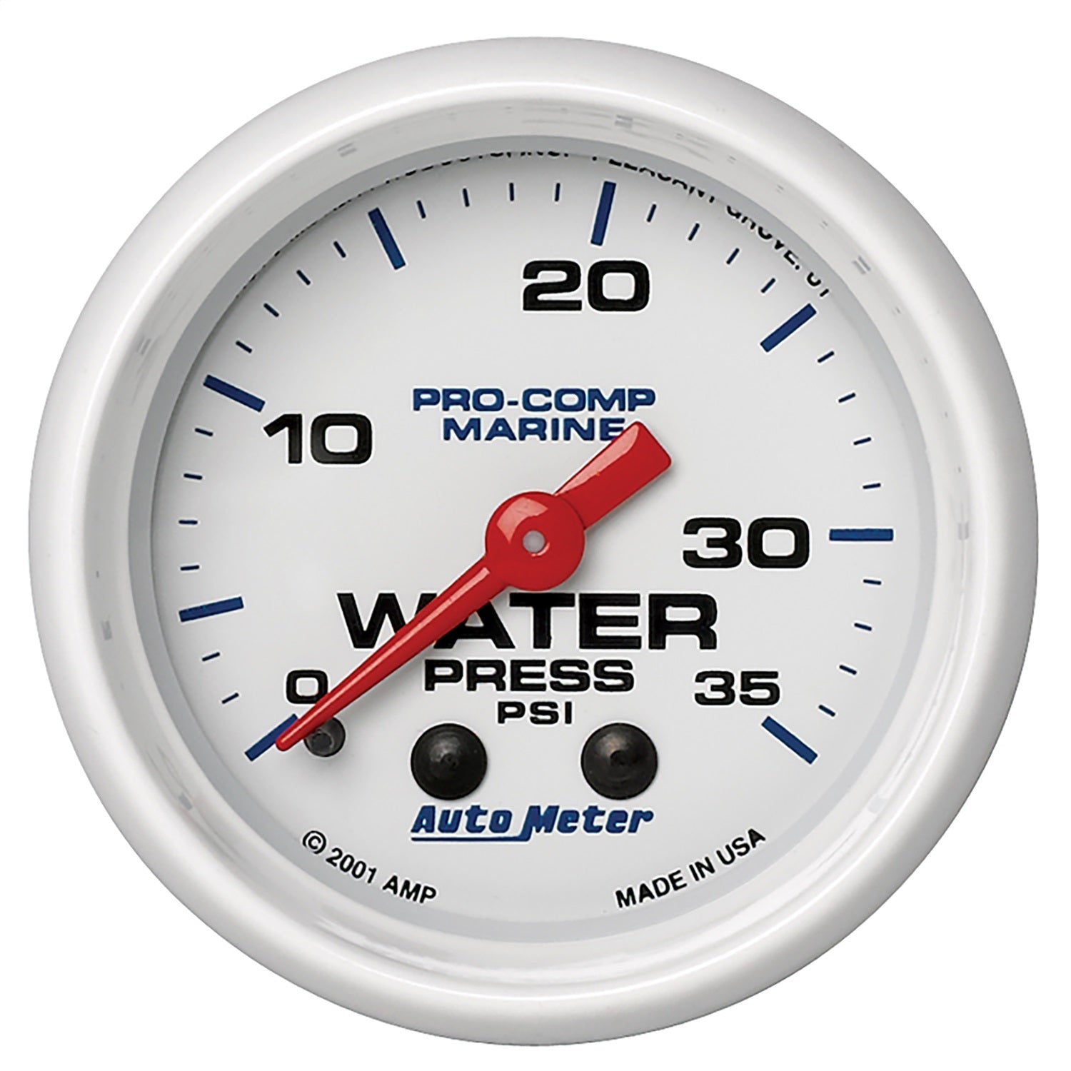 AutoMeter 200772 GAUGE; WATER PRESS; 2 1/16in.; 35PSI; MECHANICAL; MARINE WHITE AutoMeter 200772
