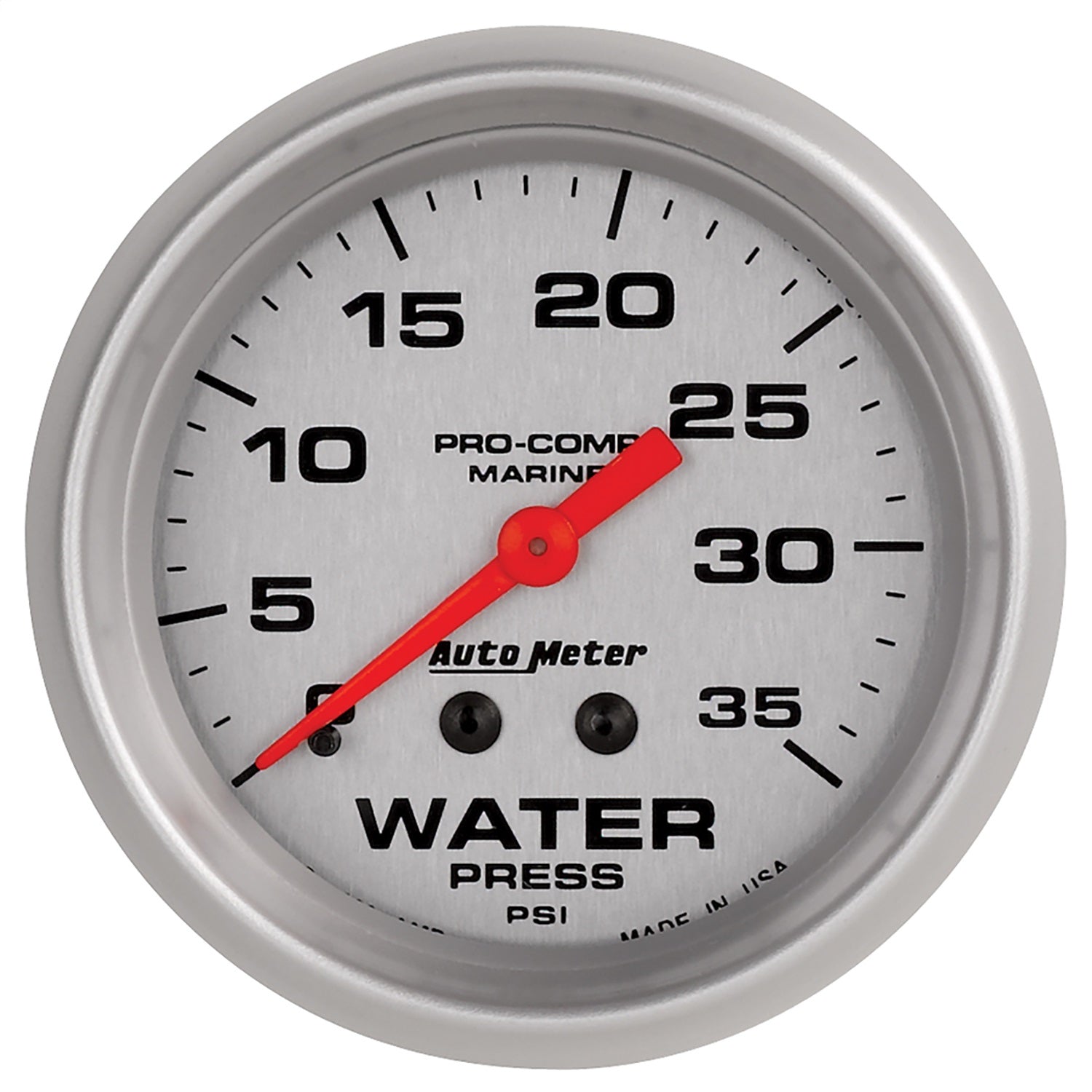 AutoMeter 200773-33 GAUGE; WATER PRESS; 2 5/8in.; 35PSI; MECHANICAL; MARINE SILVER AutoMeter 200773-33