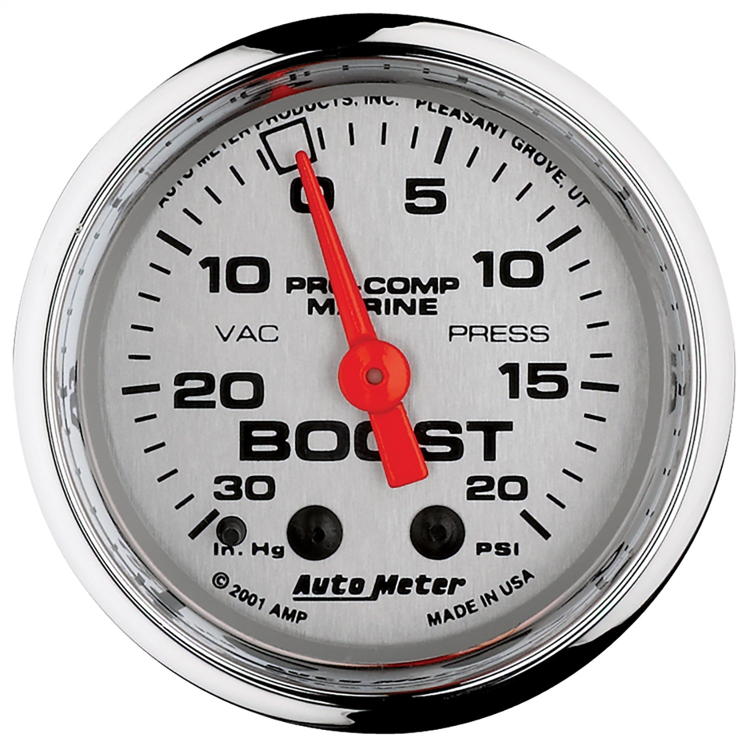 AutoMeter 200774-35 GAUGE; VAC/BOOST; 2 1/16in.; 30INHG-20PSI; MECHANICAL; MARINE CHROME AutoMeter 200774-35