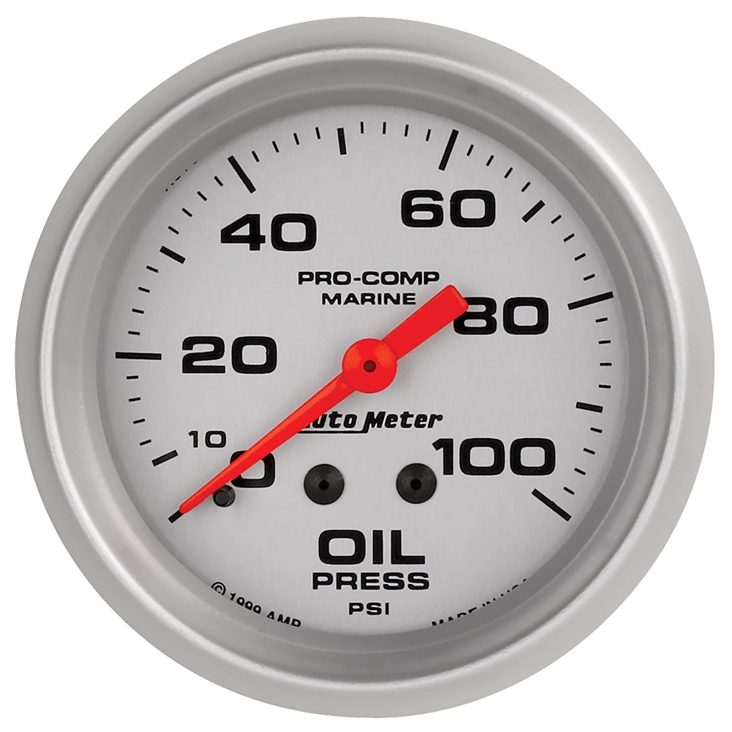 AutoMeter 200777-33 GAUGE; OIL PRESSURE; 2 5/8in.; 100PSI; MECHANICAL; MARINE SILVER AutoMeter 200777-33