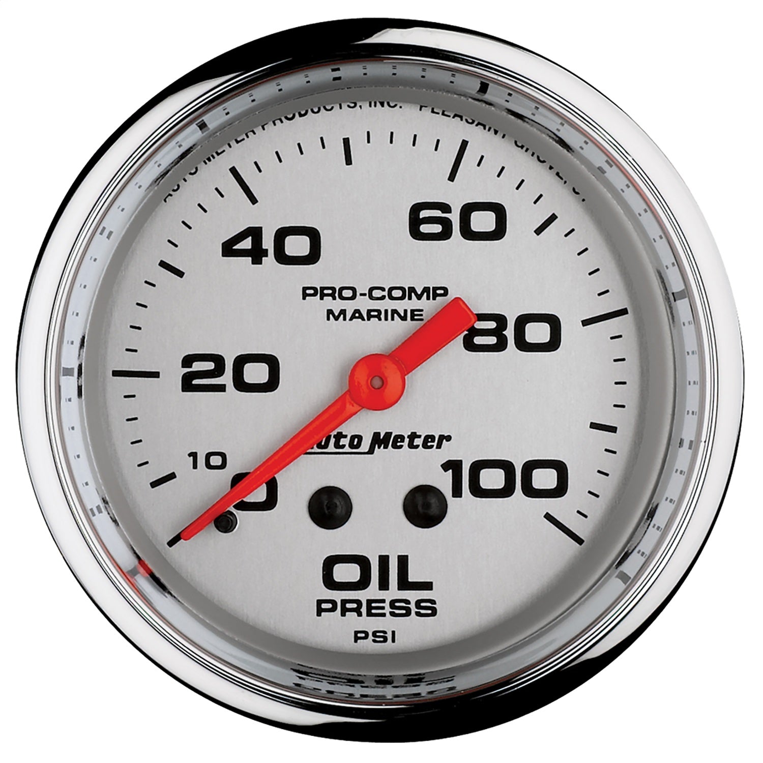 AutoMeter 200777-35 GAUGE; OIL PRESSURE; 2 5/8in.; 100PSI; MECHANICAL; MARINE CHROME AutoMeter 200777-35