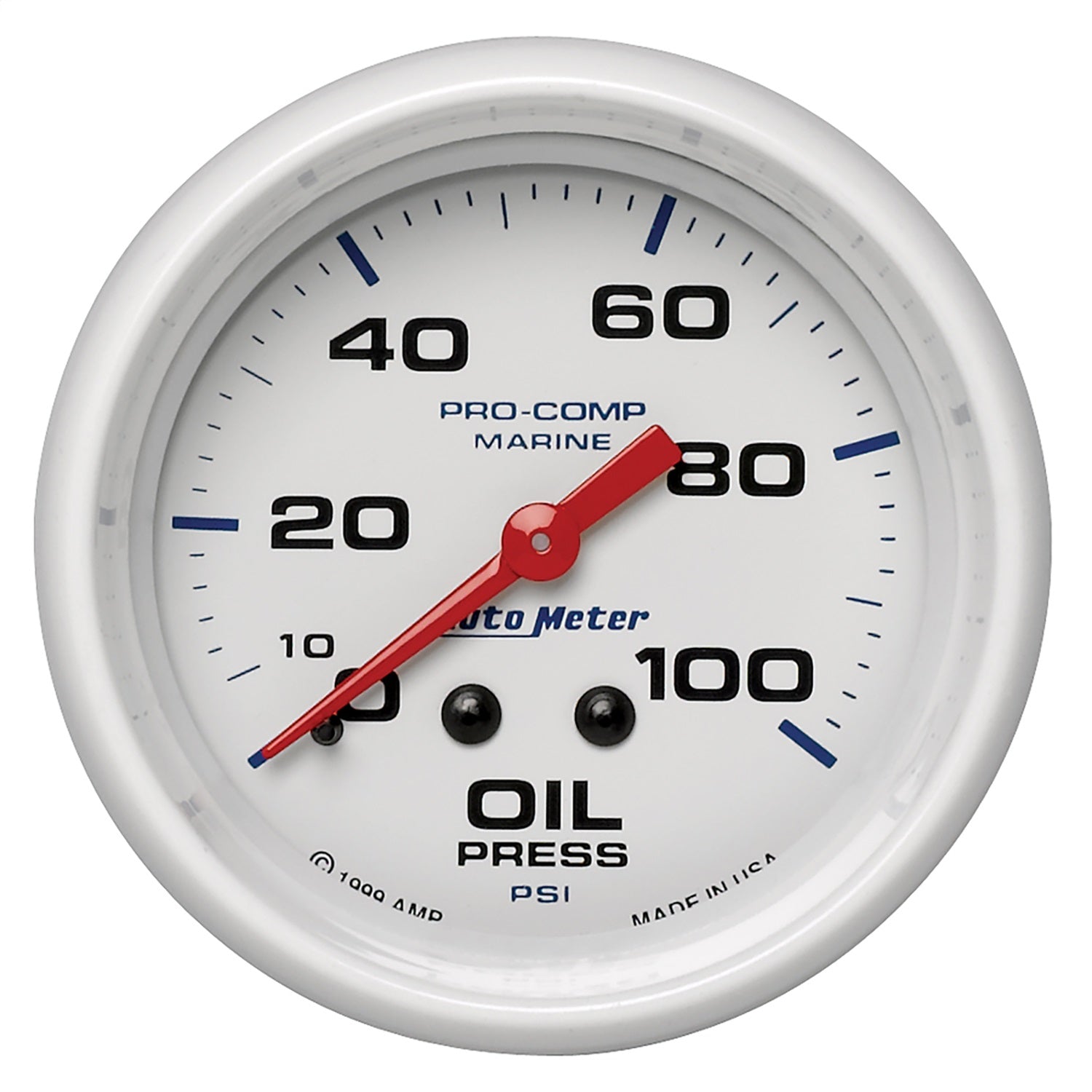 AutoMeter 200777 GAUGE; OIL PRESSURE; 2 5/8in.; 100PSI; MECHANICAL; MARINE WHITE AutoMeter 200777