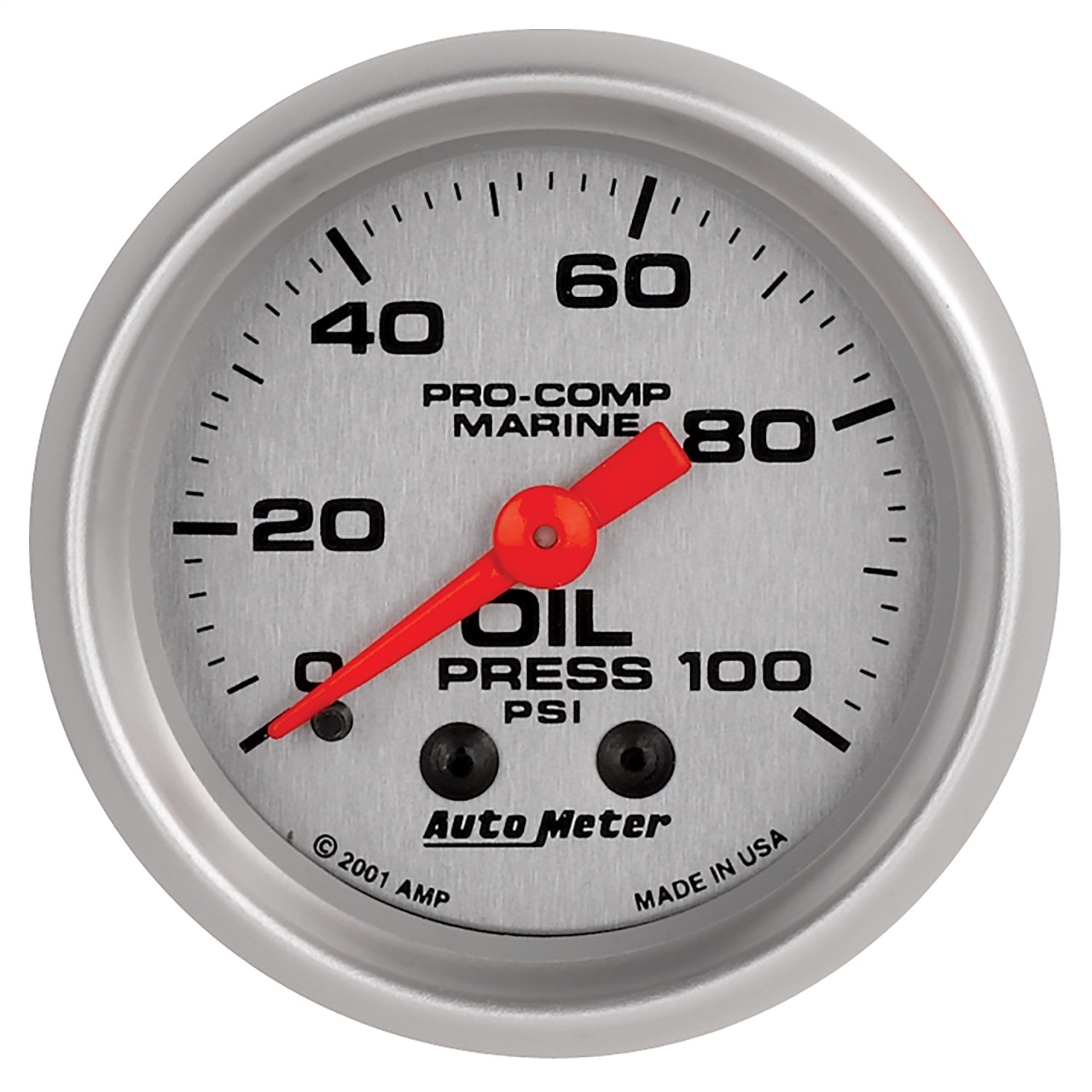 AutoMeter 200790-33 GAUGE; OIL PRESSURE; 2 1/16in.; 100PSI; MECHANICAL; MARINE SILVER AutoMeter 200790-33