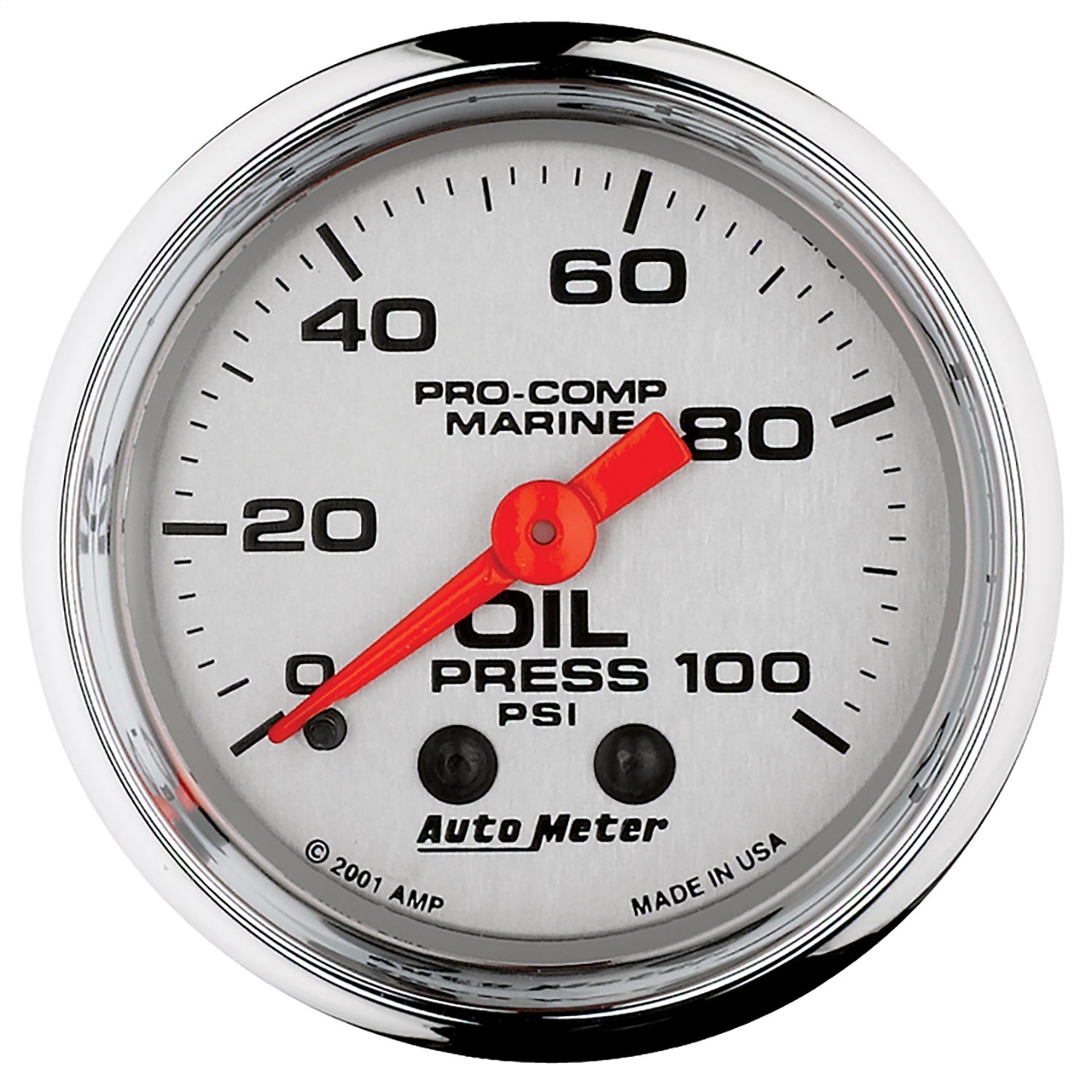AutoMeter 200790-35 GAUGE; OIL PRESSURE; 2 1/16in.; 100PSI; MECHANICAL; MARINE CHROME AutoMeter 200790-35