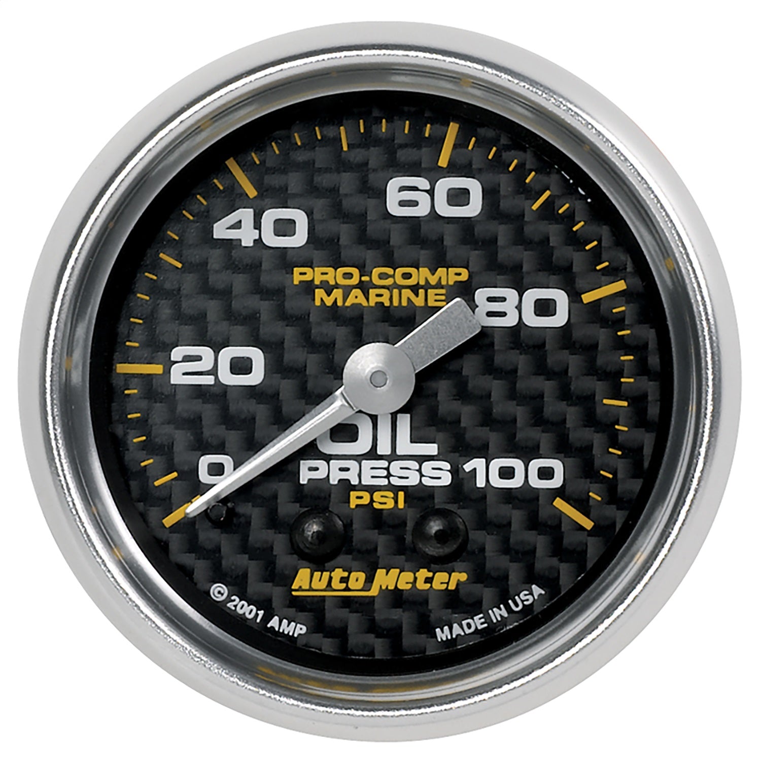 AutoMeter 200790-40 GAUGE; OIL PRESSURE; 2 1/16in.; 100PSI; MECHANICAL; MARINE CARBON FIBER AutoMeter 200790-40