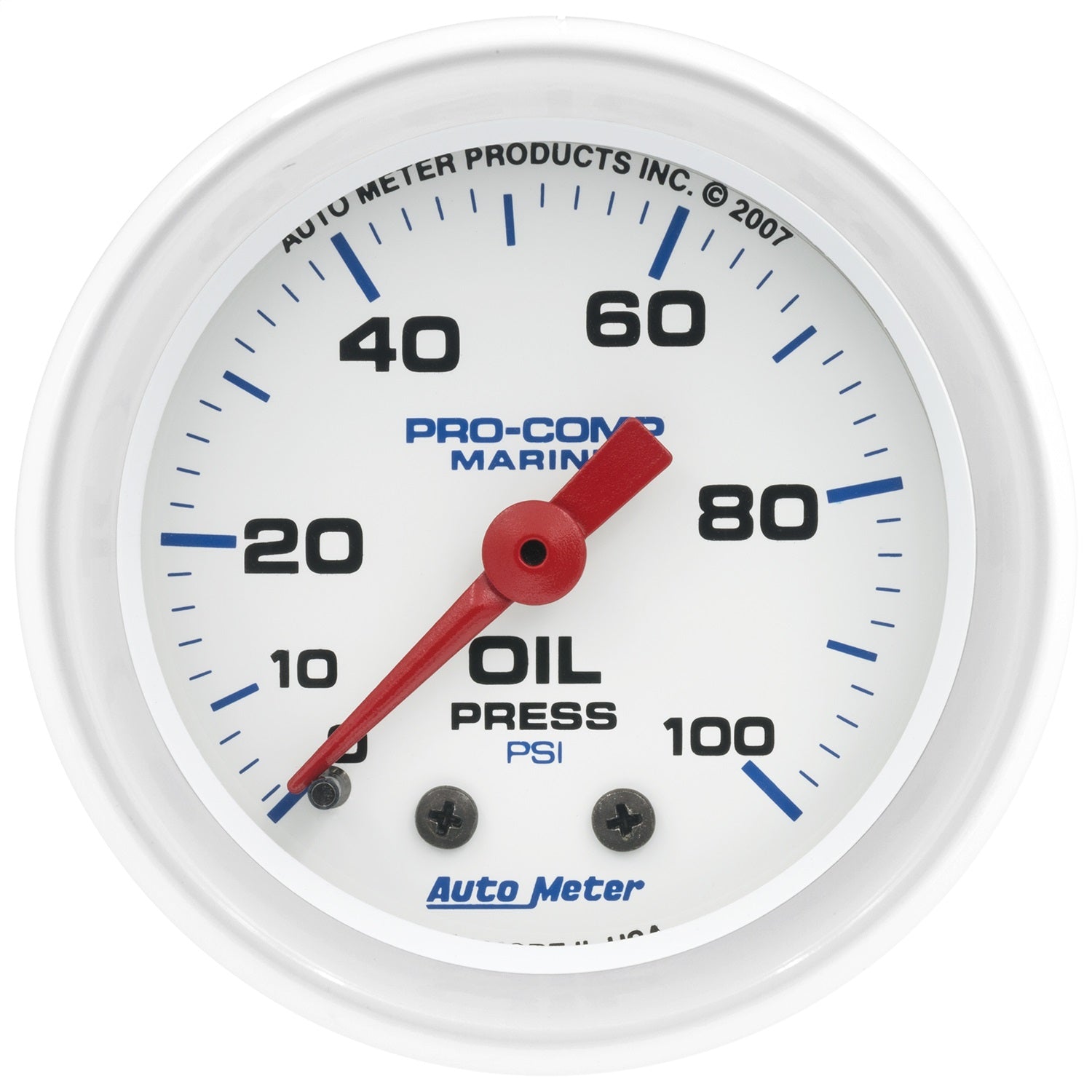 AutoMeter 200790 GAUGE; OIL PRESSURE; 2 1/16in.; 100PSI; MECHANICAL; MARINE WHITE AutoMeter 200790
