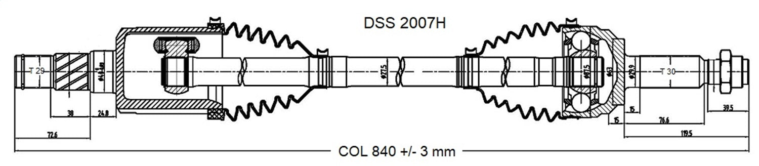 DSS 2007H High Quality CV Axle Shaft; OE Style; DSS 2007H