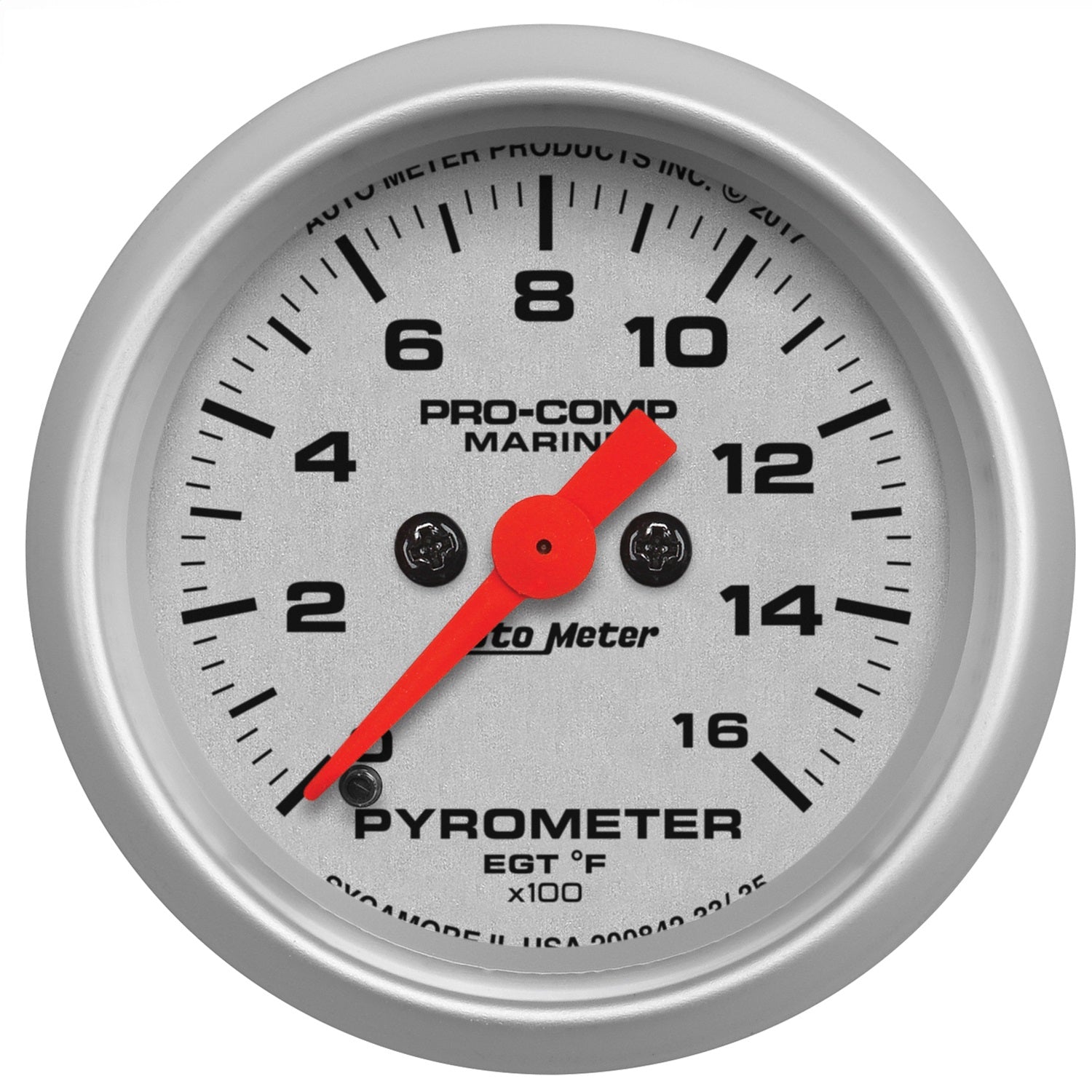 AutoMeter 200842-33 2-1/16in. PYROMETER; 0-1;600 deg.F; MARINE SILVER ULTRA-LITE AutoMeter 200842-33
