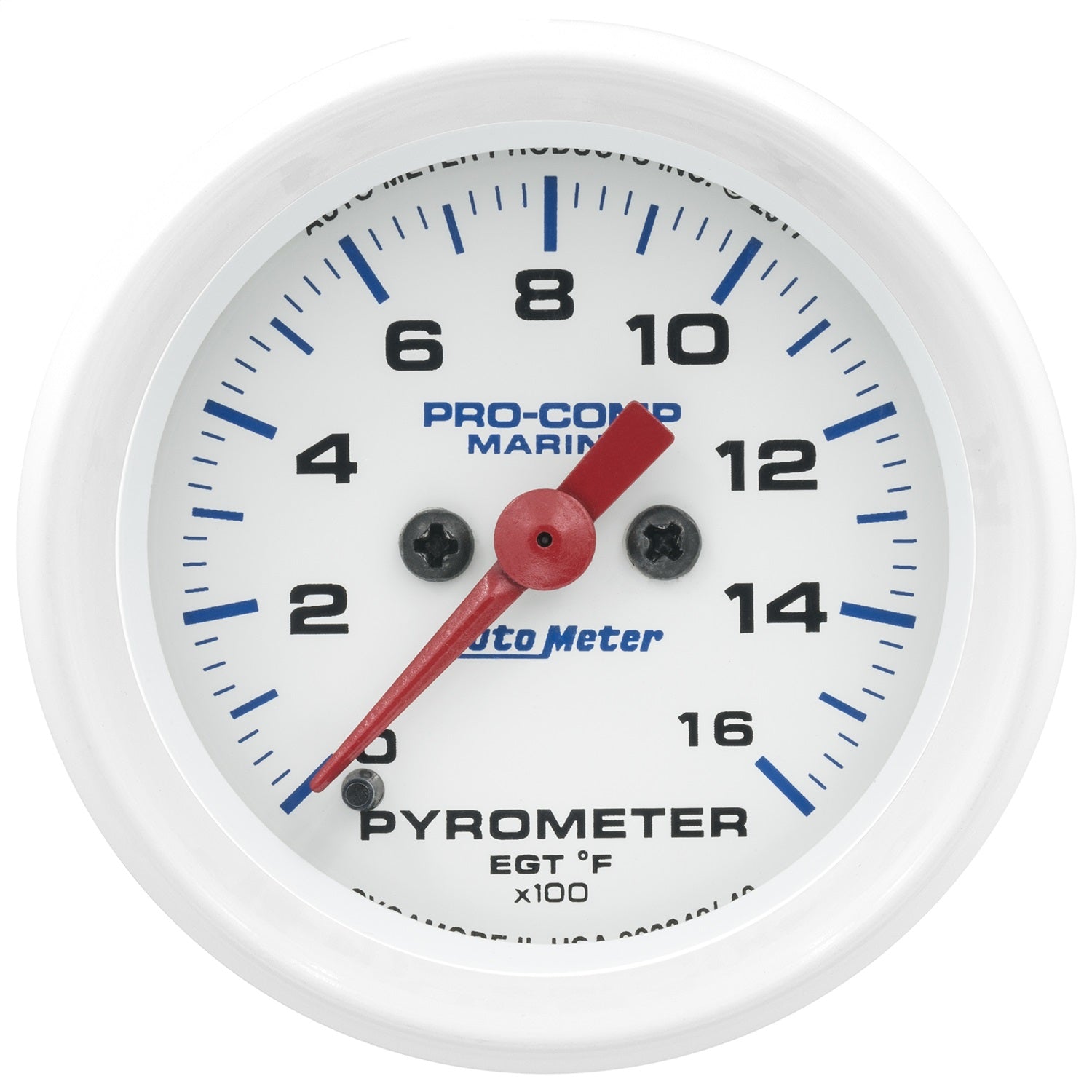AutoMeter 200842 2-1/16in. PYROMETER; 0-1;600 deg.F; MARINE SILVER WHITE AutoMeter 200842