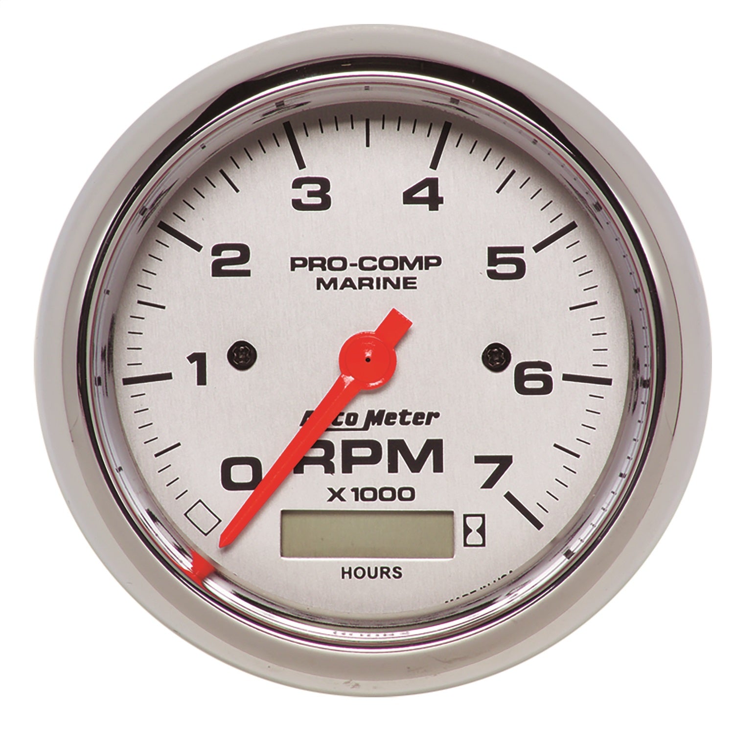 AutoMeter 200890-35 GAUGE; TACHOMETER; 3 3/8in.; 7K RPM; W/HOURMETER; MARINE CHROME AutoMeter 200890-35