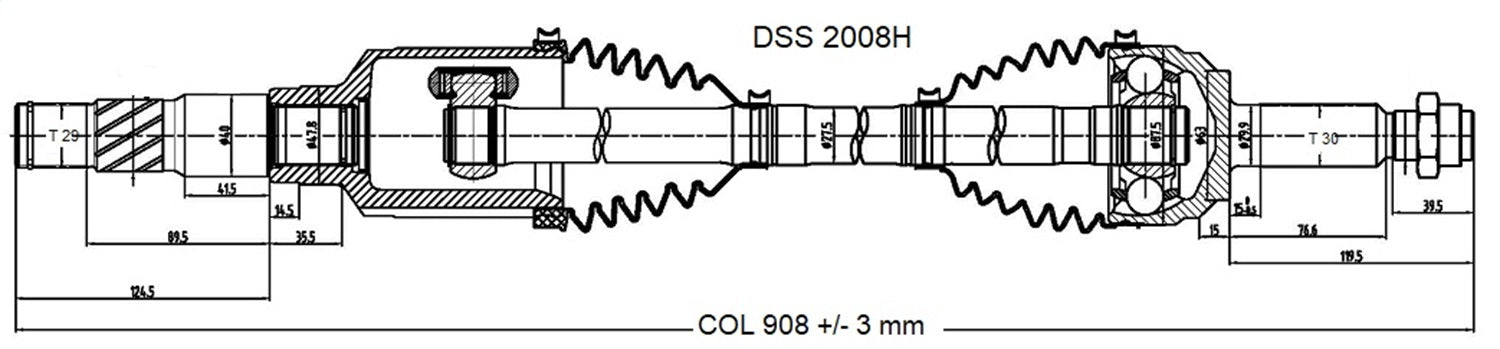 DSS 2008H High Quality CV Axle Shaft; DSS 2008H
