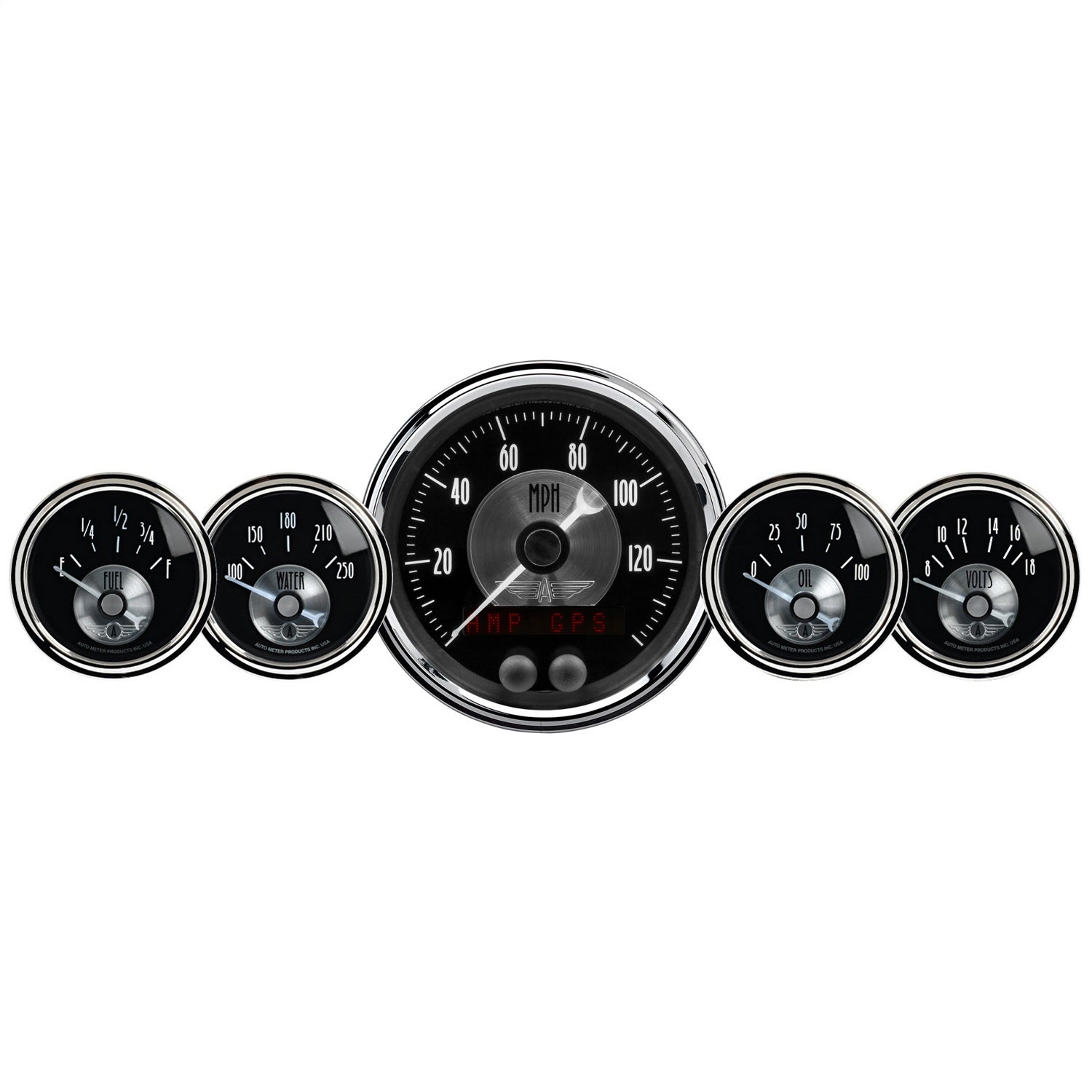 AutoMeter 2024 GAUGE KIT; 5 PC.; 3 3/8in./2 1/16in.; GPS SPEEDO W/LCD ODO; PRESTIGE BLK DIAMOND AutoMeter 2024