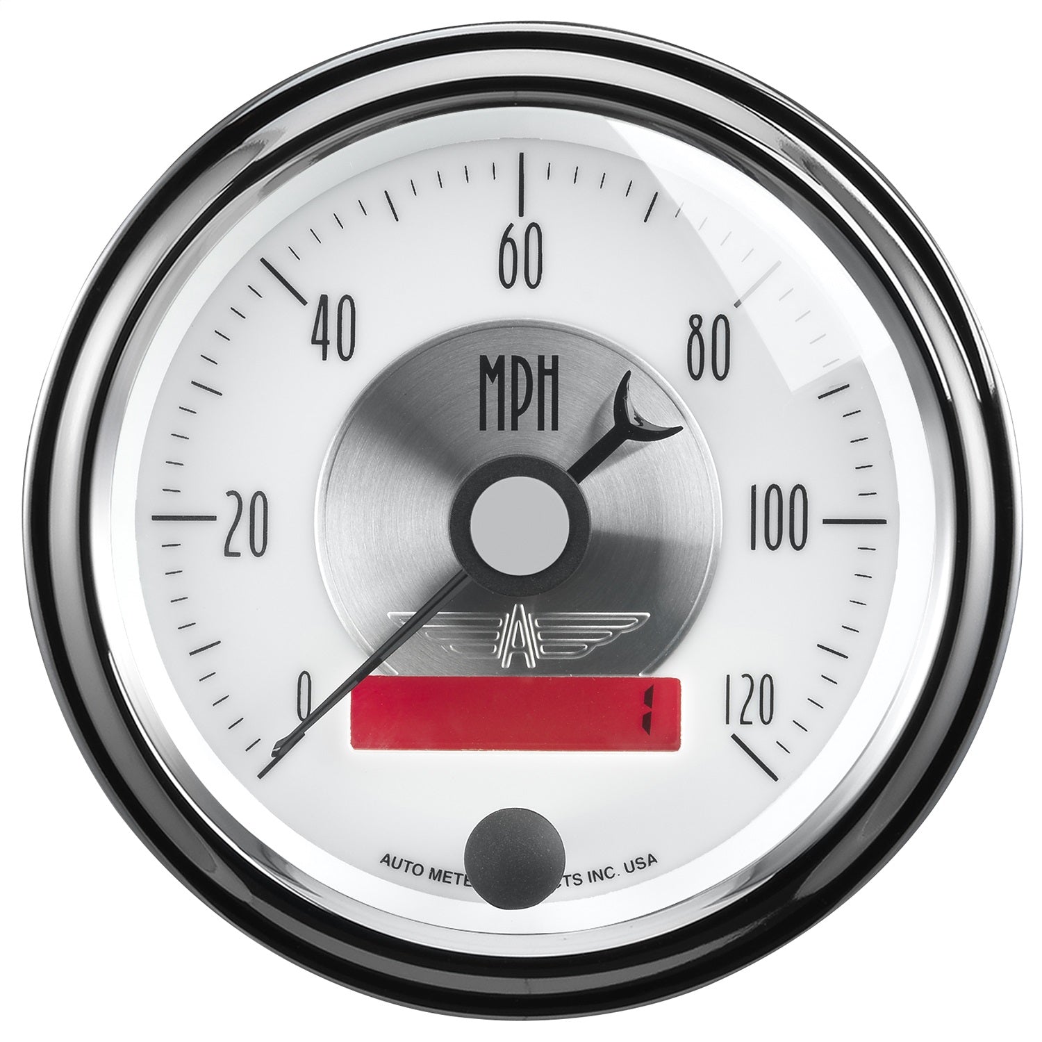 AutoMeter 2084 GAUGE; SPEEDO; 3 3/8in.; 120MPH; ELEC. PROGRAM W/LCD ODO; PRESTIGE PEARL AutoMeter 2084