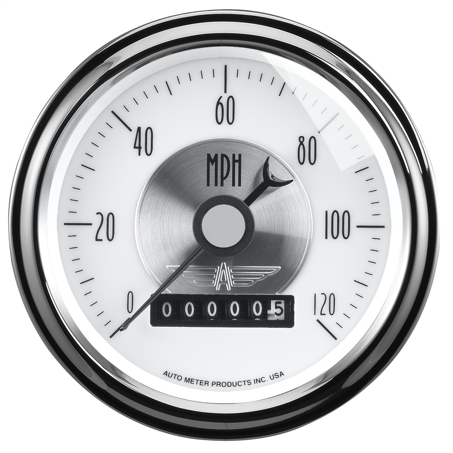 AutoMeter 2085 GAUGE; SPEEDO; 3 3/8in.; 120MPH; ELEC. PROGRAM W/WHEEL ODO; PRESTIGE PEARL AutoMeter 2085