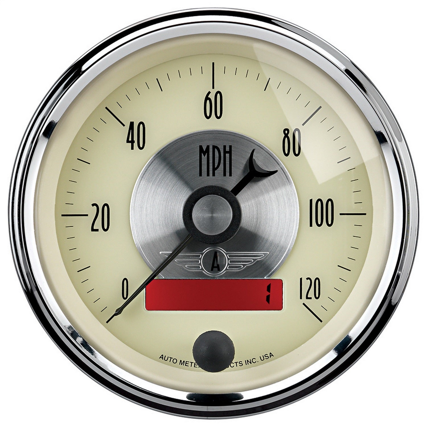 AutoMeter 2087 GAUGE; SPEEDO; 3 3/8in.; 120MPH; ELEC. PROGRAM W/LCD ODO; PRESTIGE ANTQ. IVORY AutoMeter 2087