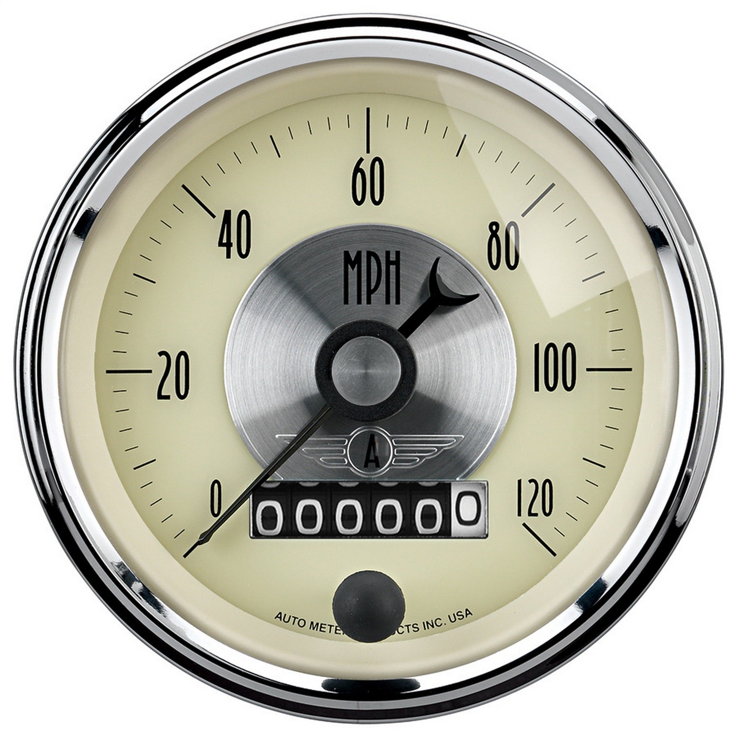 AutoMeter 2089 GAUGE; SPEEDO; 3 3/8in.; 120MPH; ELEC. PROGRAM W/WHEEL ODO; PRESTIGE ANTQ. IVORY AutoMeter 2089