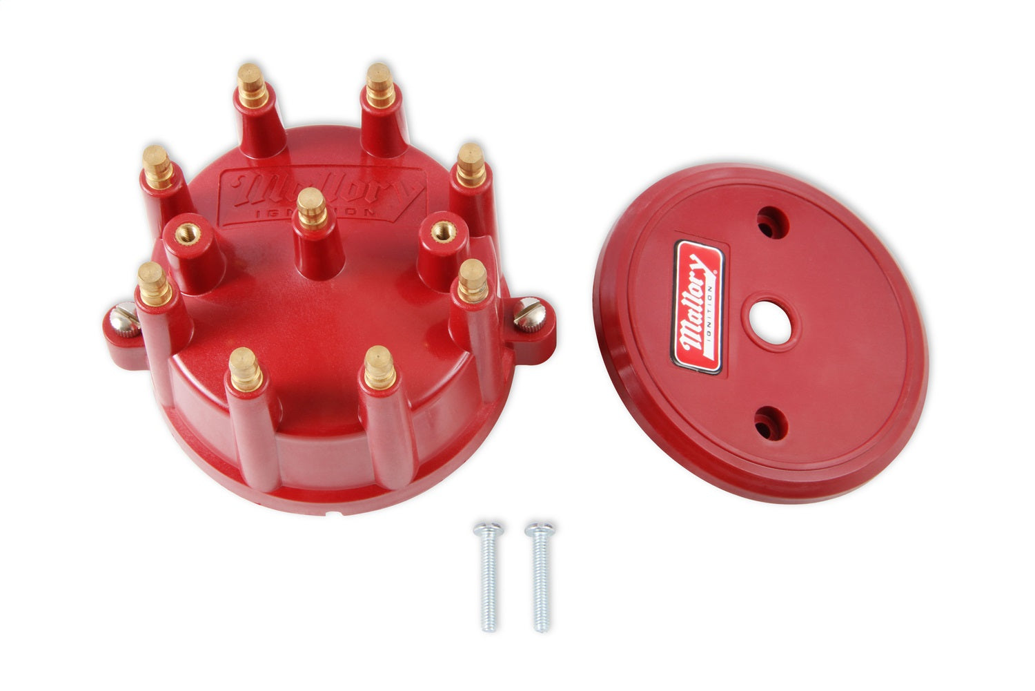 Mallory 208M Distributor Cap; For 32/42 Series Distributors; Screw Down; 8 Cylinder; Red; Mallory 208M