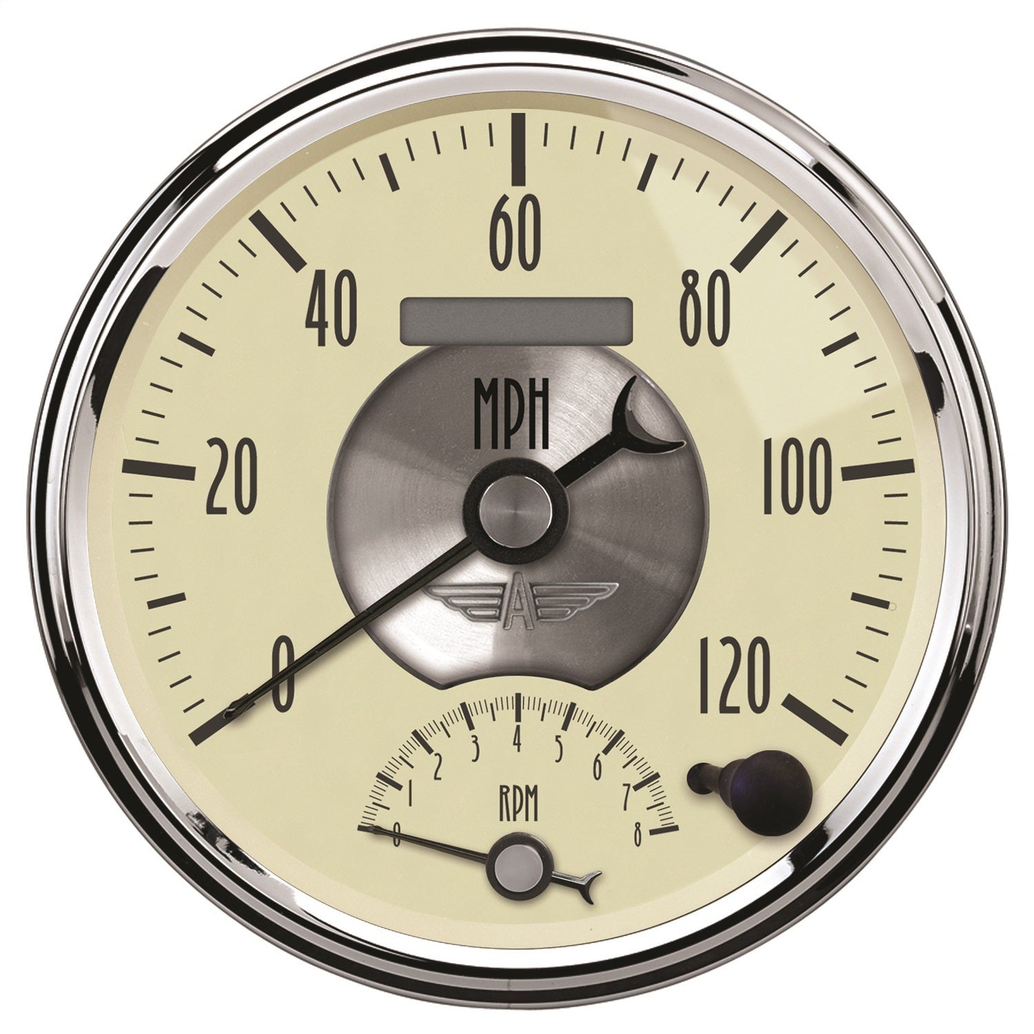 AutoMeter 2090 GAUGE; TACH/SPEEDO; 5in.; 120MPH/8K RPM; ELEC. PROGRAM.; PRESTIGE ANTQ. IVORY AutoMeter 2090