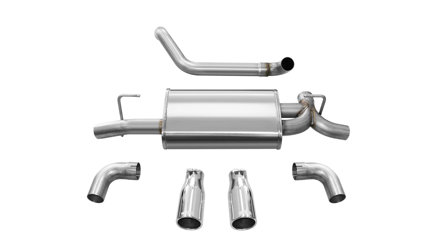 Corsa Performance 21014 2.5in. Axle-Back Dual Rear Exit with Single 3.5in. Polished Straight Cut Tips Corsa Performance 21014