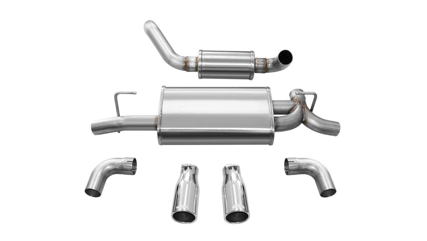 Corsa Performance 21016 2.5in. Axle-Back Dual Rear Exit with Single 3.5in. Polished Straight Cut Tips Corsa Performance 21016
