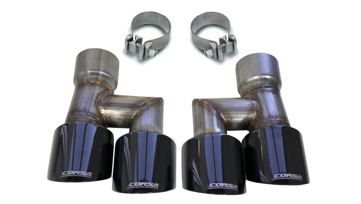 Corsa Performance 21038BLK Twin 4.0in. Black PVD Pro-Series Tip Kit (Clamps Included) Corsa Performance 21038BLK