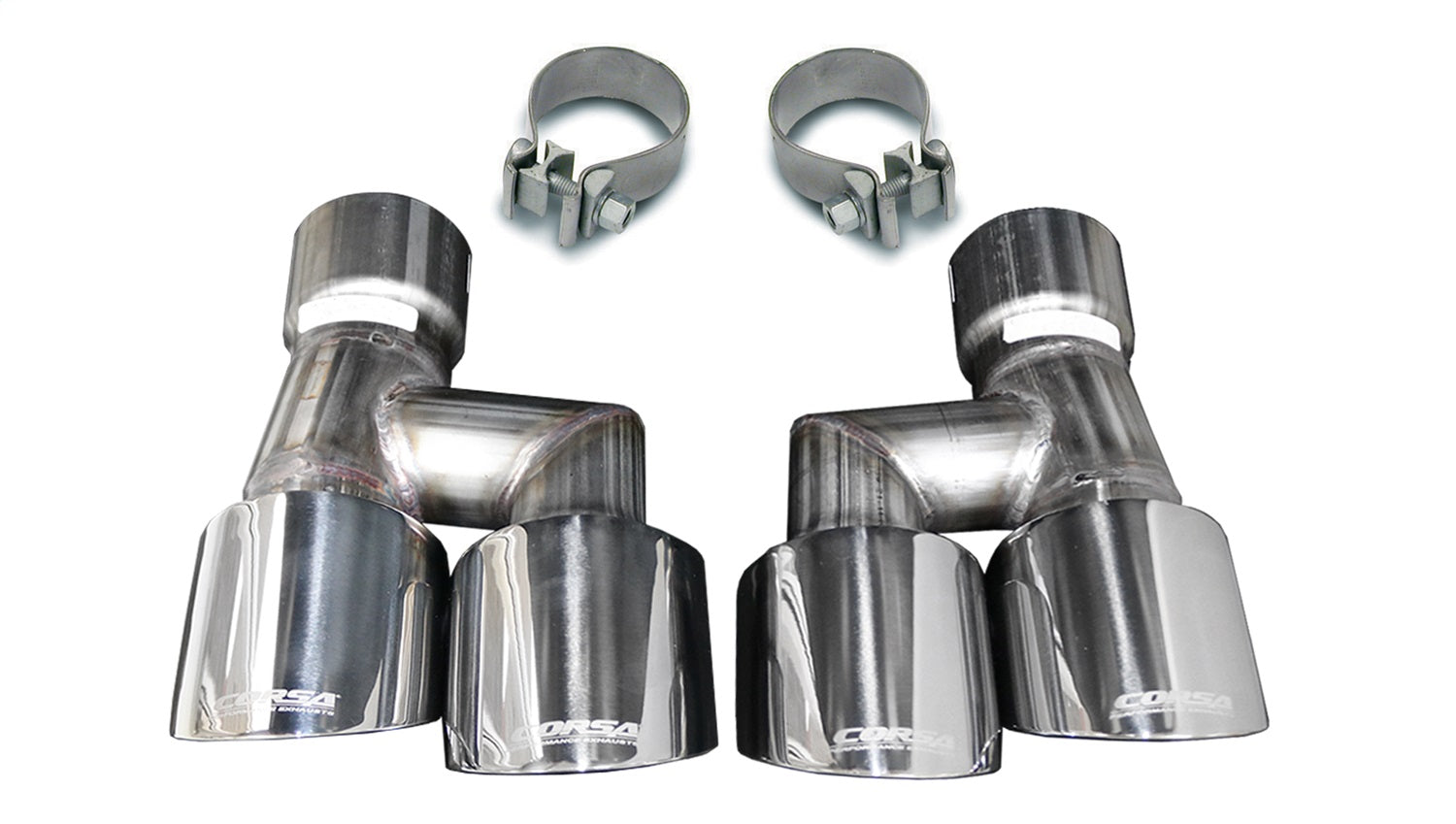 Corsa Performance 21038 Twin 4.0in. Polished Pro-Series Tip Kit (Clamps Included) Corsa Performance 21038