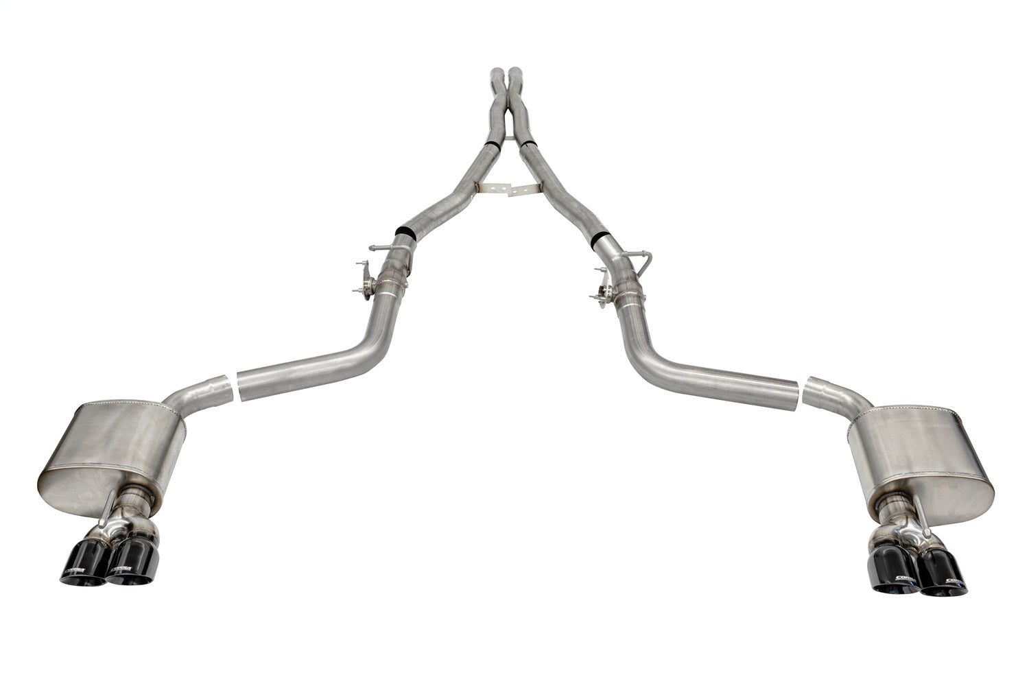 Corsa Performance 21070BLK 2.75in. Valved Cat-Back Dual Rear Exit with Twin 3.5in. Polished Black PVD Pro S Corsa Performance 21070BLK