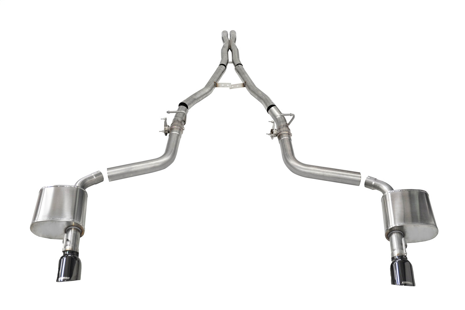 Corsa Performance 21072BLK 2.75in. Valved Cat-Back Dual Rear Exit with Single 4.5in. Black PVD Tips Corsa Performance 21072BLK