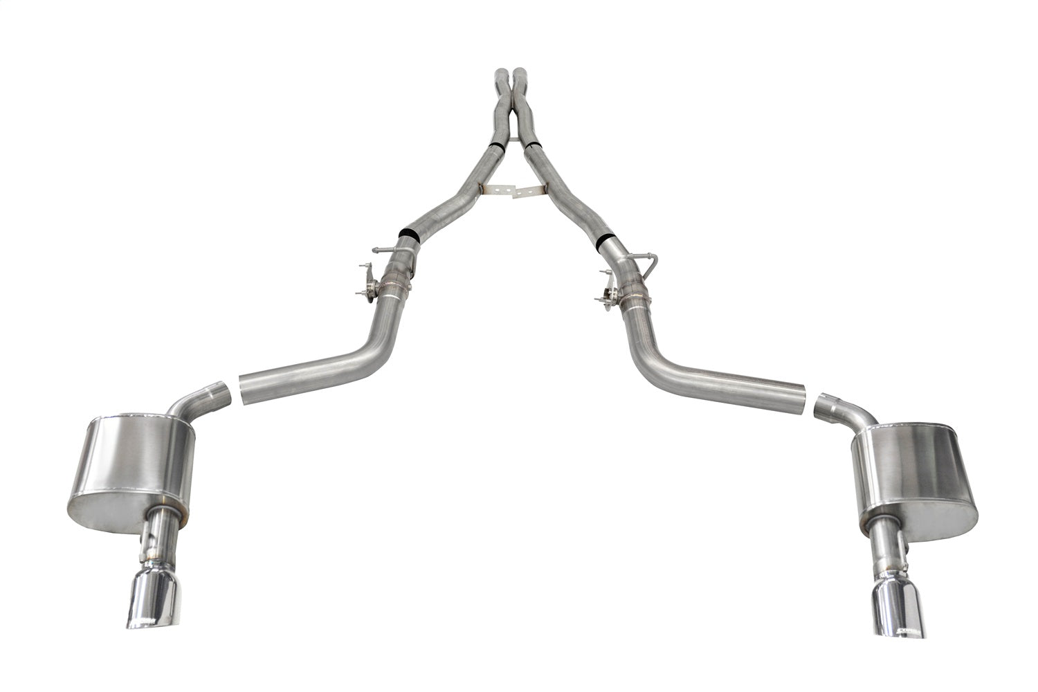 Corsa Performance 21072 2.75in. Valved Cat-Back Dual Rear Exit with Single 4.5in. Polished Tips Corsa Performance 21072