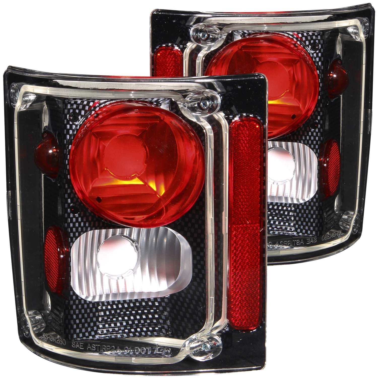 ANZO USA 211015 Tail Light Assembly; Clear/Red Lens; Carbon Housing; Pair; ANZO USA 211015