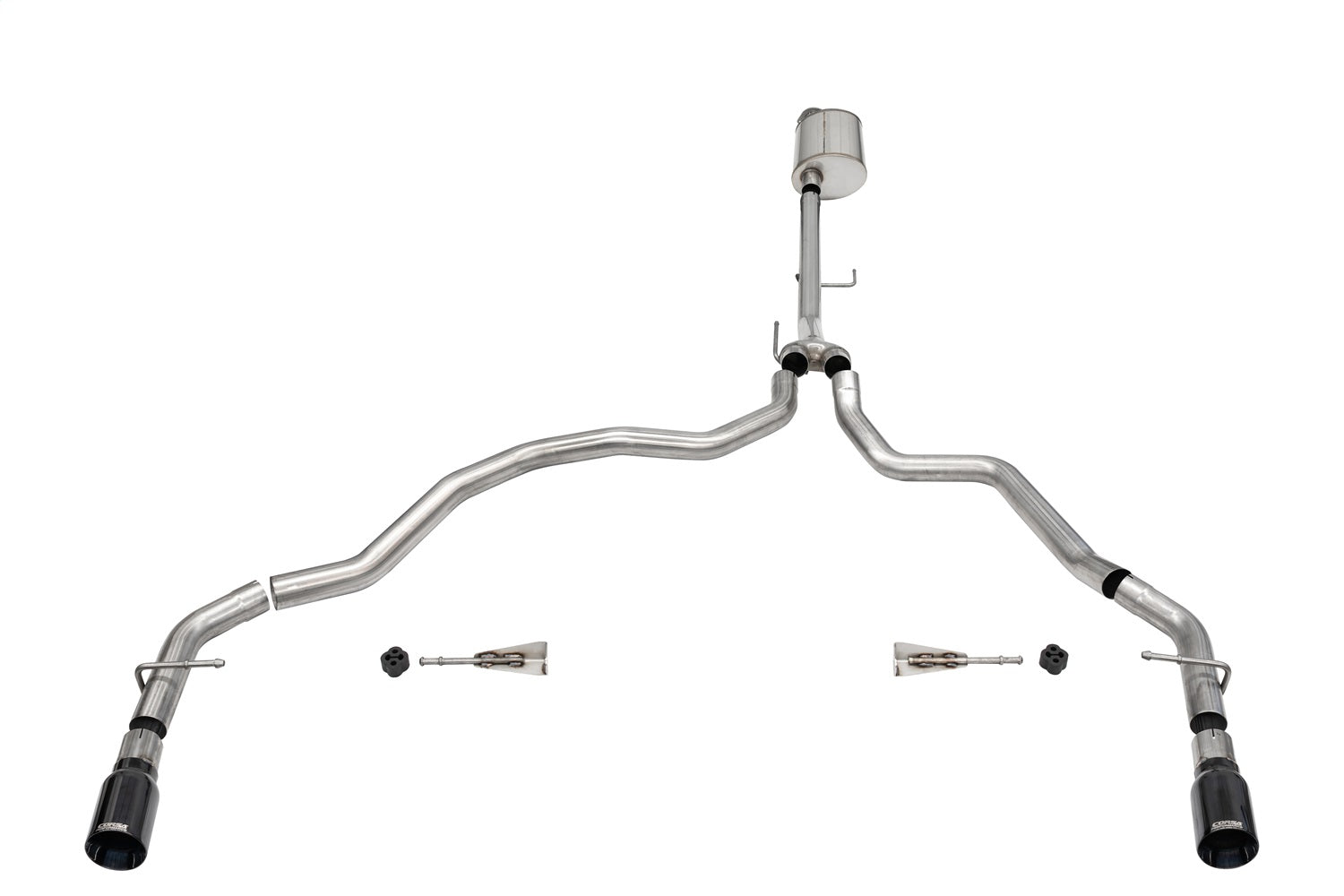 Corsa Performance 21155BLK 3.0in. Dual Rear Exit Catback Exhaust System with Flat Cut 4.0in. Dual Wall Tips Corsa Performance 21155BLK
