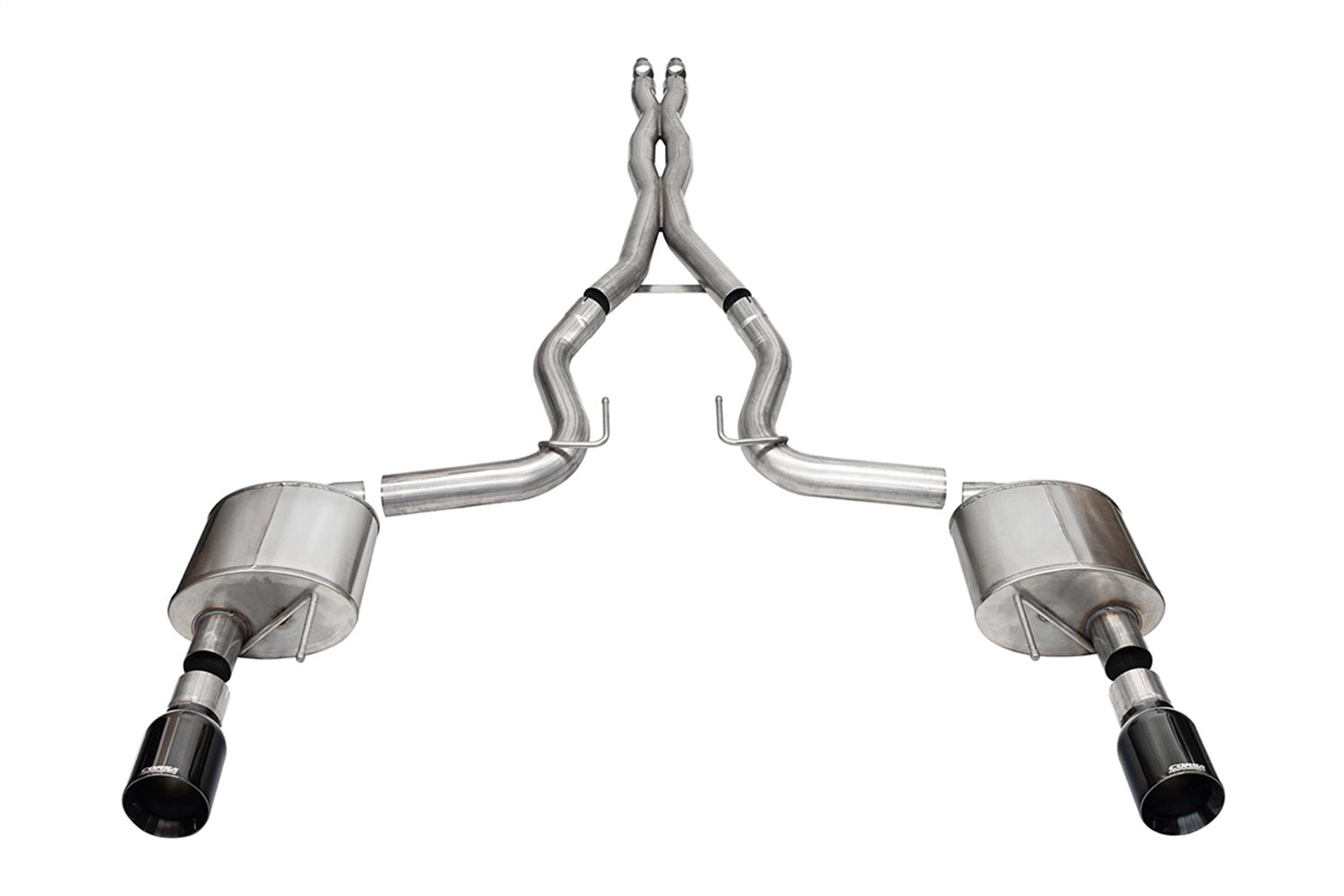 Corsa Performance 21251BLK 3.0in. Dual Rear Exit Cat-Back Exhaust System with 4.5in. Black PVD Straight Cut Corsa Performance 21251BLK