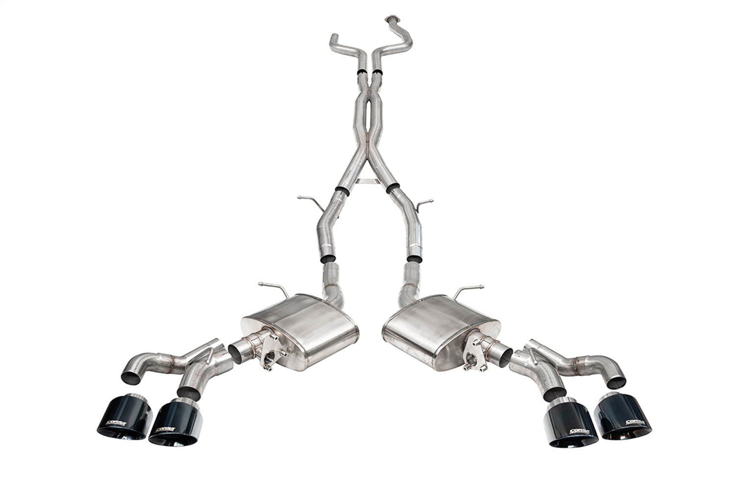 Corsa Performance 21320BLK 3in. Cat-Back Exhaust with Dual Mode Active Exhaust; Corsa Double X-Pipe; Dual R Corsa Performance 21320BLK