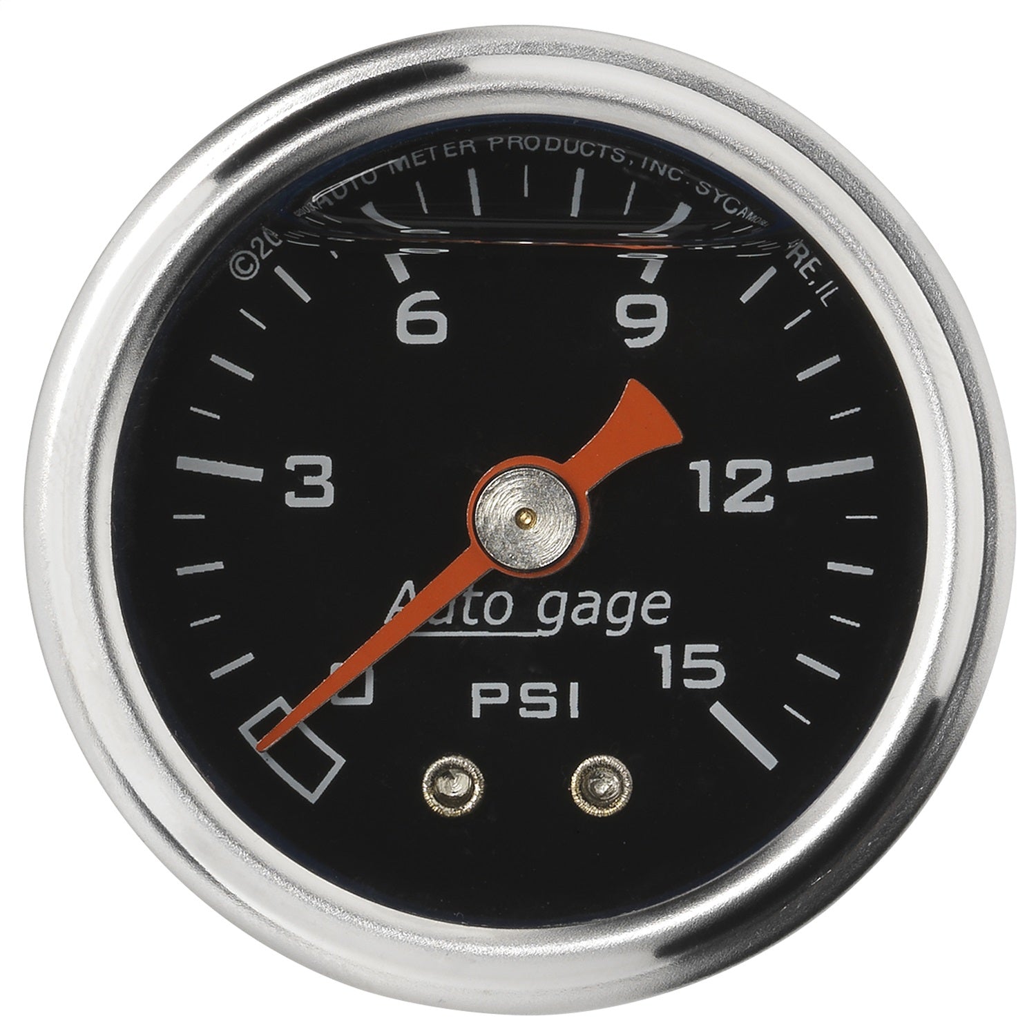 AutoMeter 2172 GAUGE; PRESSURE; 1.5in. DIRECT MNT; 15PSI; LIQUID FILLED MECH; BLK; 1/8in. NPTF AutoMeter 2172