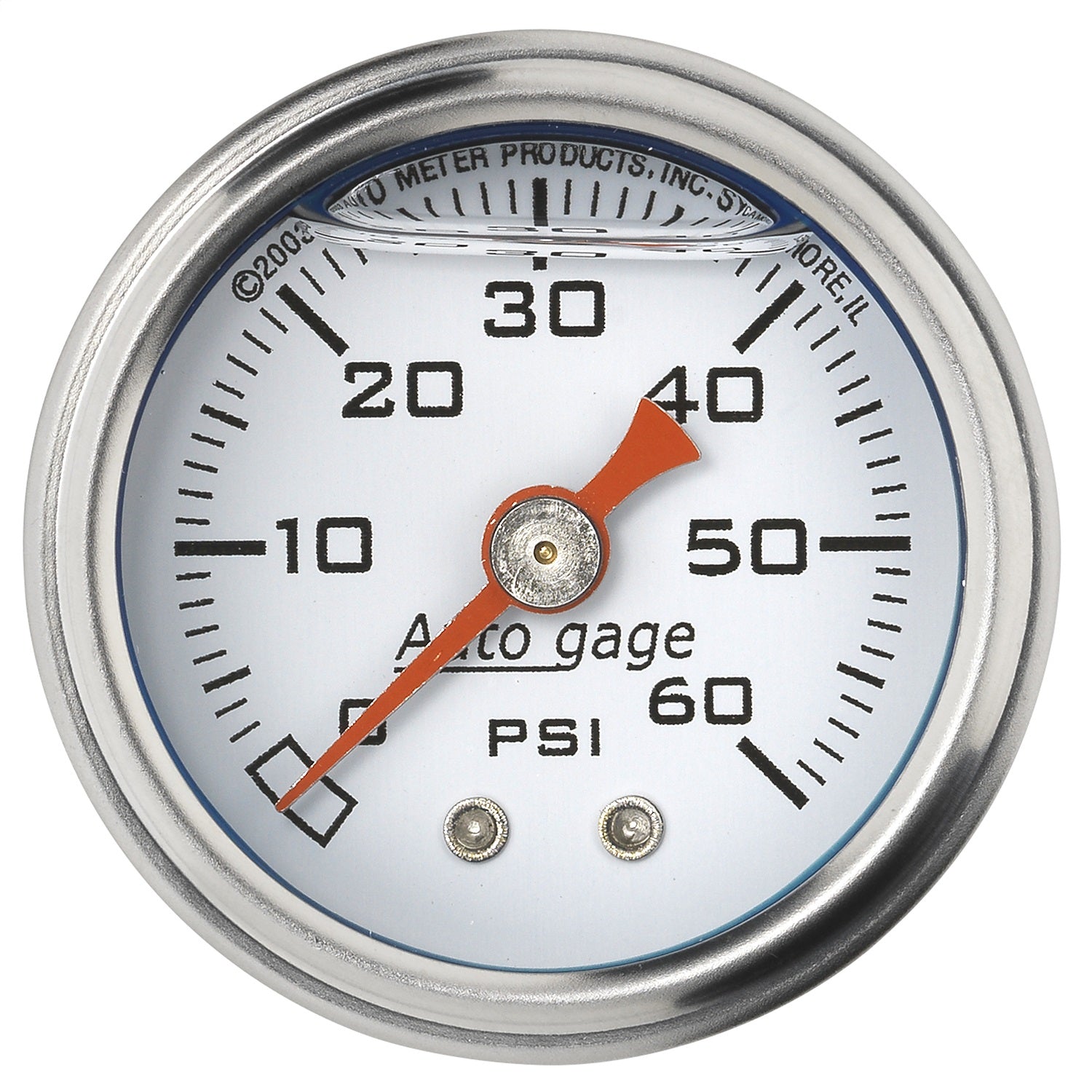 AutoMeter 2176 GAUGE; PRESSURE; 1.5in. DIRECT MNT; 60PSI; LIQUID FILLED MECH; WHT; 1/8in. NPTF AutoMeter 2176