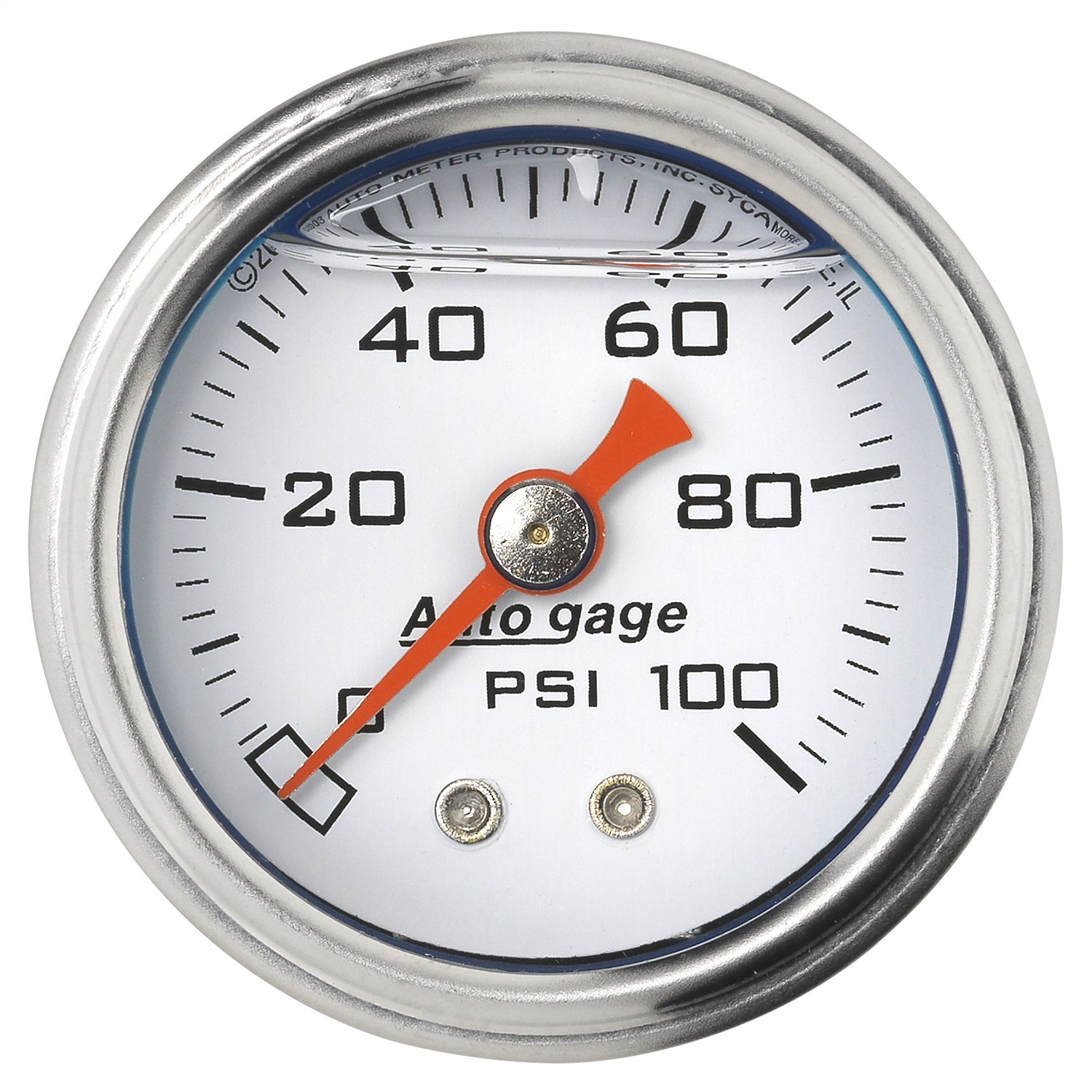 AutoMeter 2177 GAUGE; PRESS; 1.5in. DIRECT MNT; 100PSI; LIQUID FILLED MECH; WHT; 1/8in. NPTF MA AutoMeter 2177