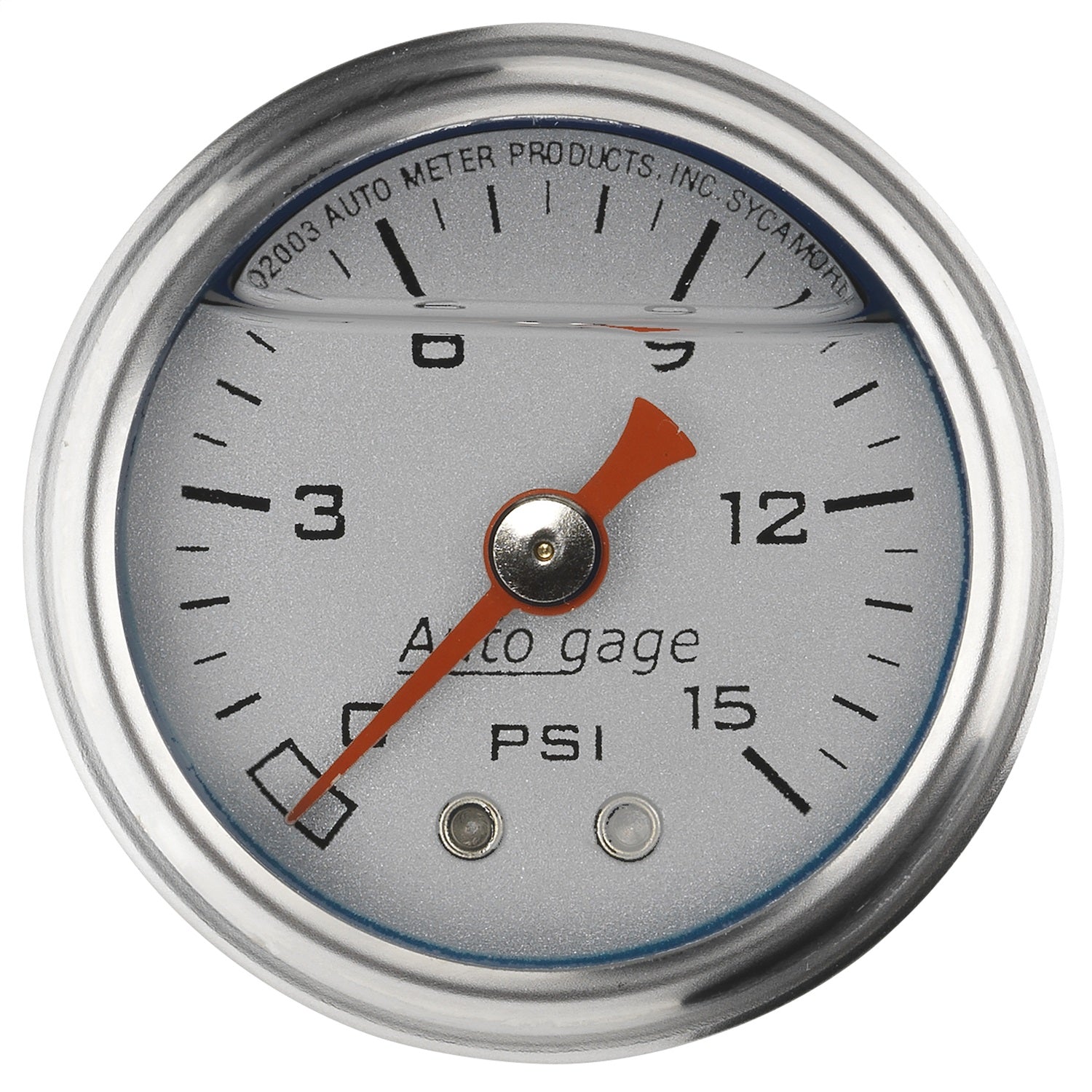 AutoMeter 2178 GAUGE; PRESS; 1.5in. DIRECT MNT; 15PSI; LIQUID FILLED MECH; SLVR; 1/8in. NPTF MA AutoMeter 2178