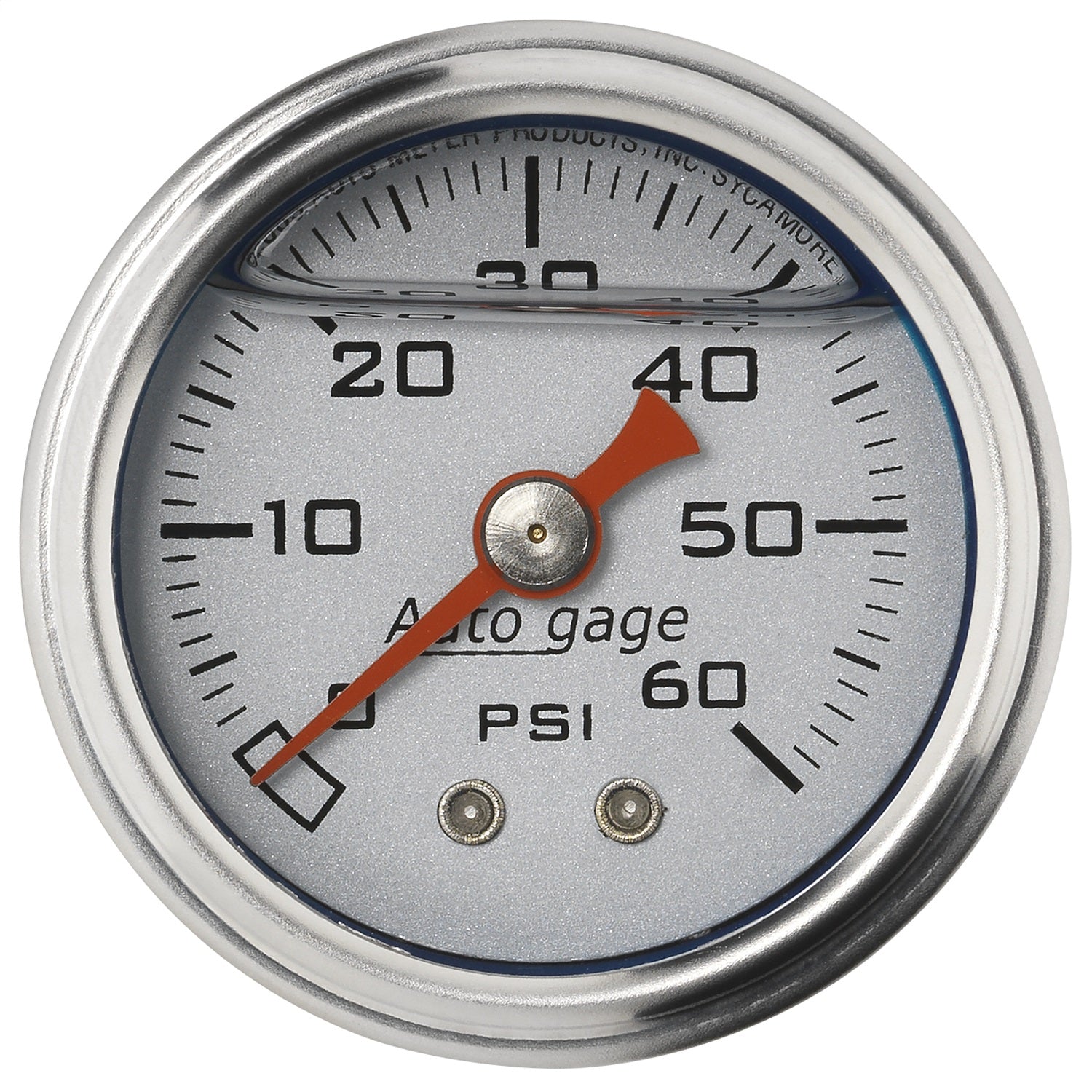 AutoMeter 2179 GAUGE; PRESS; 1.5in. DIRECT MNT; 60PSI; LIQUID FILLED MECH; SLVR; 1/8in. NPTF MA AutoMeter 2179