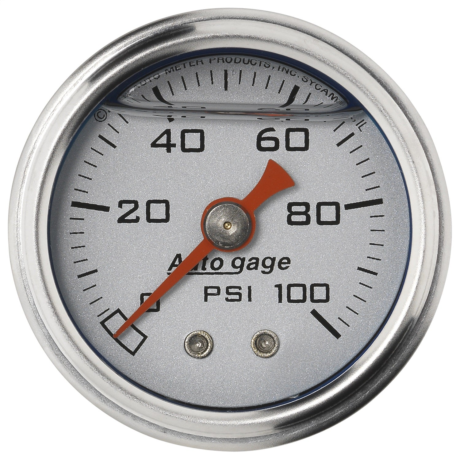 AutoMeter 2180 GAUGE; PRESS; 1.5in. DIRECT MNT; 100PSI; LIQUID FILLED MECH; SLVR; 1/8in. NPTF M AutoMeter 2180