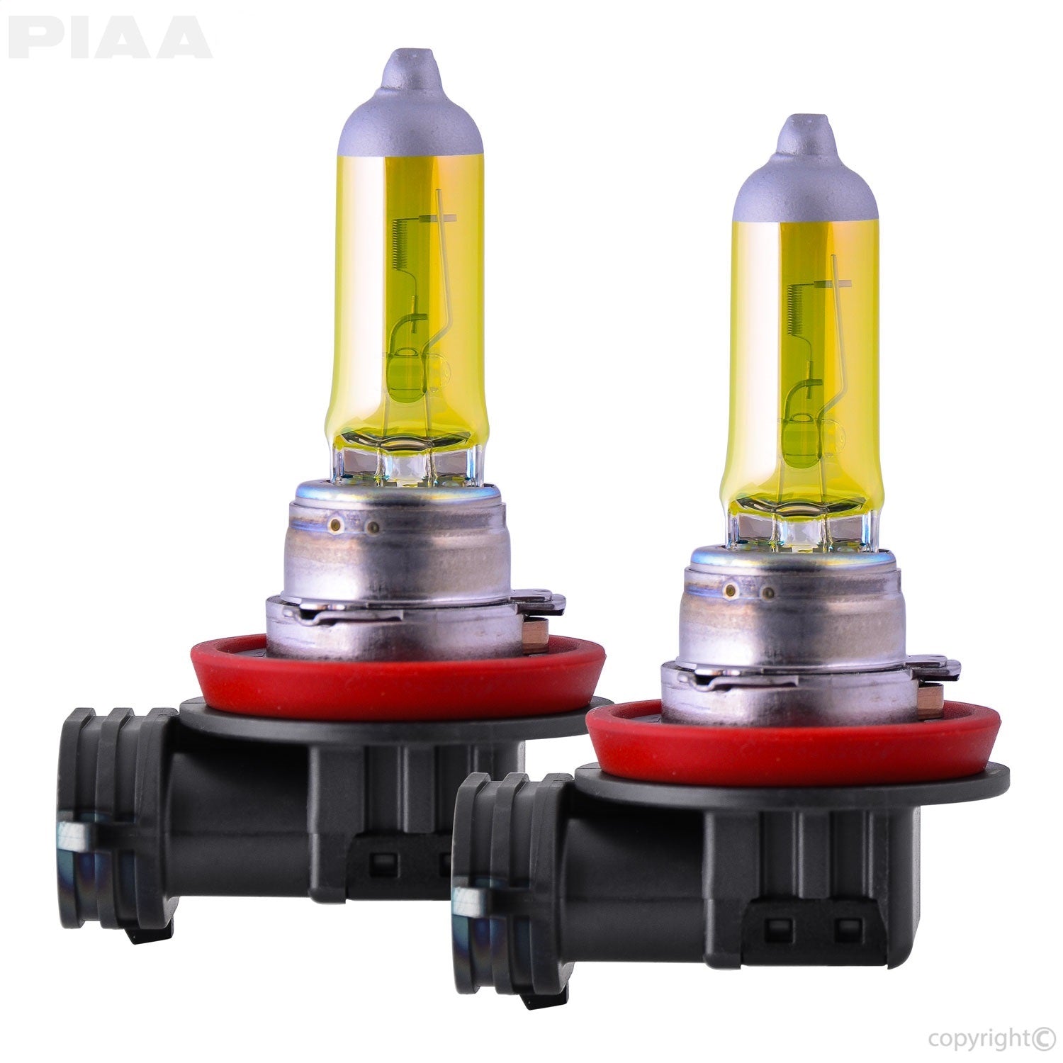 H11 Solar Yellow Replacement Bulb; 12V; 55W; 2500K; Twin Pack; PIAA 22-13411