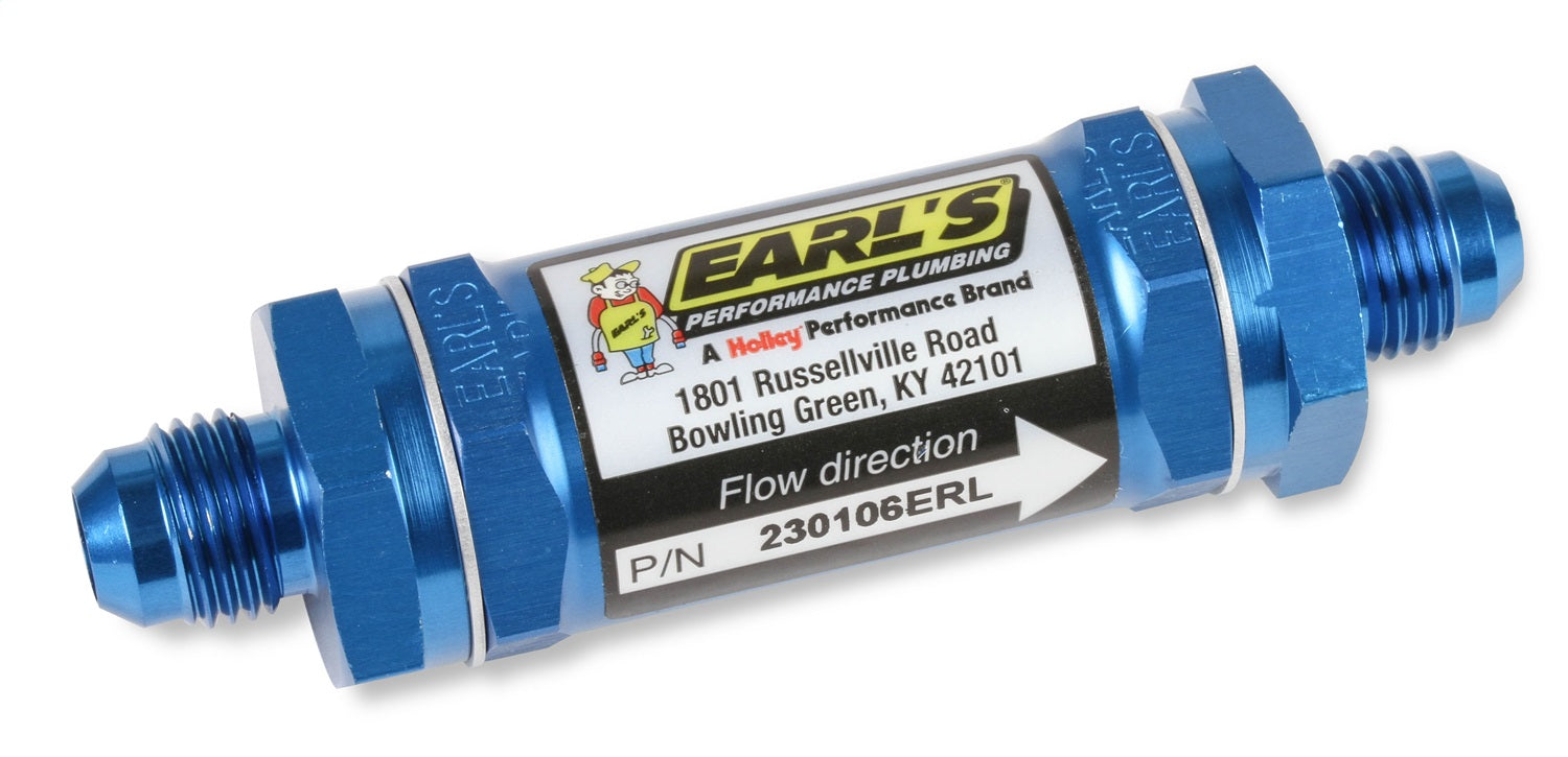 Earl's Performance 230108ERL Aluminum In-Line Fuel Filter Earl's Performance 230108ERL