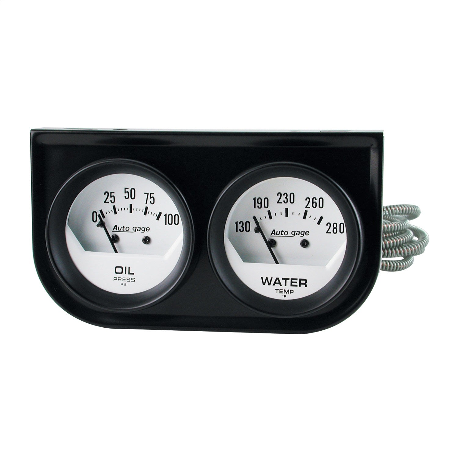 AutoMeter 2323 GAUGE CONSOLE; OILP/WTMP; 2in.; 100PSI/280deg.F; WHT DIAL; BLK BZL; AUTOGAGE AutoMeter 2323