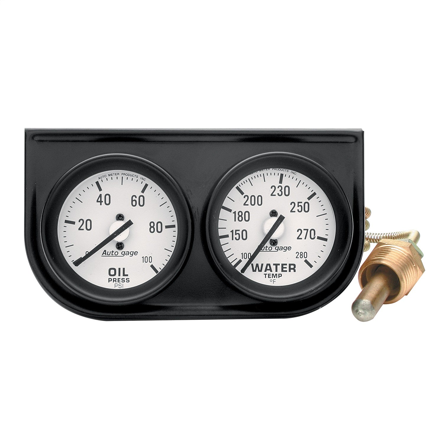 AutoMeter 2326 GAUGE CONSOLE; OILP/WTMP; 2in.; 100PSI/280deg.F; WHT DIAL; BLK BZL; AUTOGAGE AutoMeter 2326