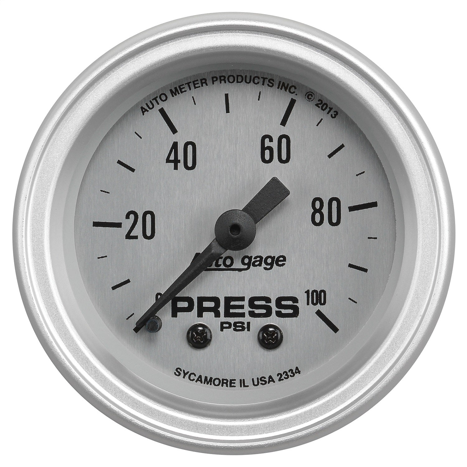AutoMeter 2334 GAUGE CONSOLE; PRESSURE; 2 1/16in.; 100PSI; SLVR DIAL; SLVR BEZEL; AUTOGAGE AutoMeter 2334